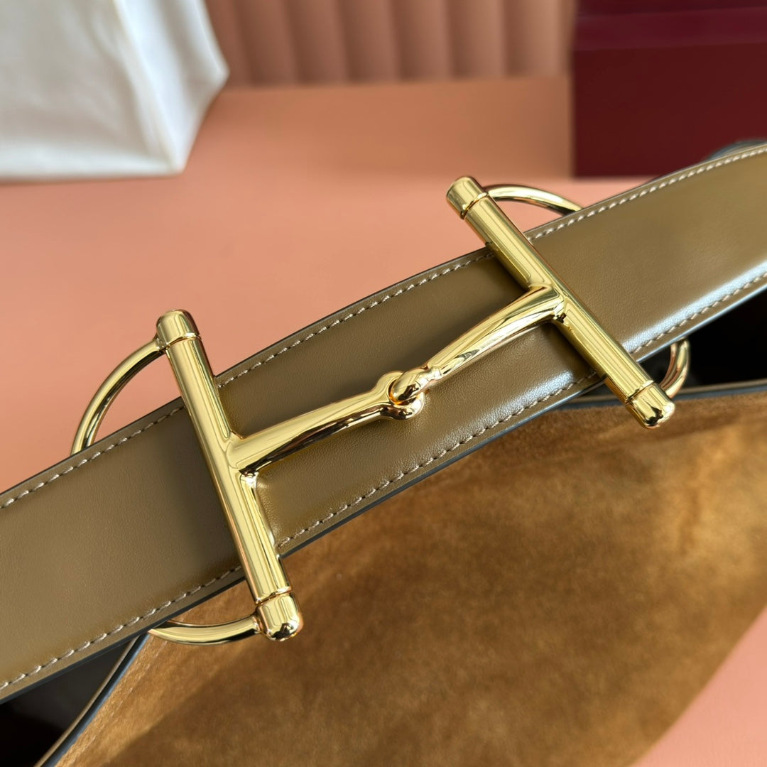 GG Beatrix Medium Tote Bag Brown Suede GHW