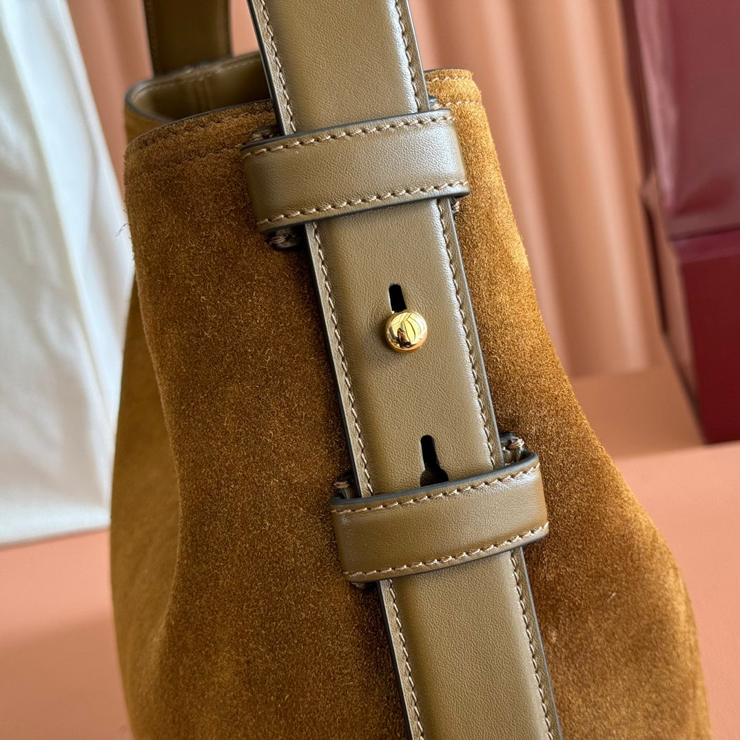 GG Beatrix Medium Tote Bag Brown Suede GHW