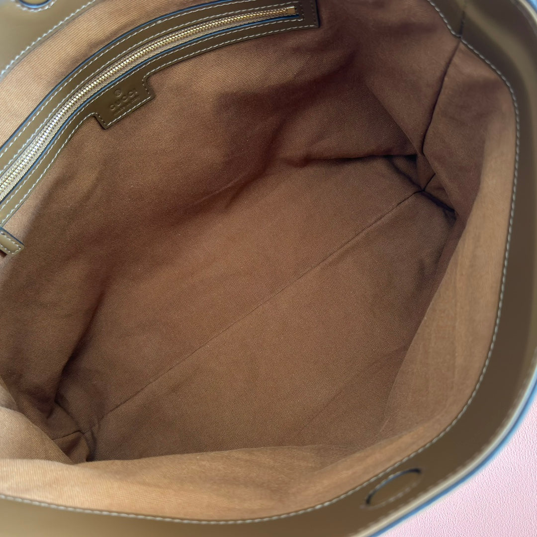 GG Beatrix Medium Tote Bag Brown Suede GHW