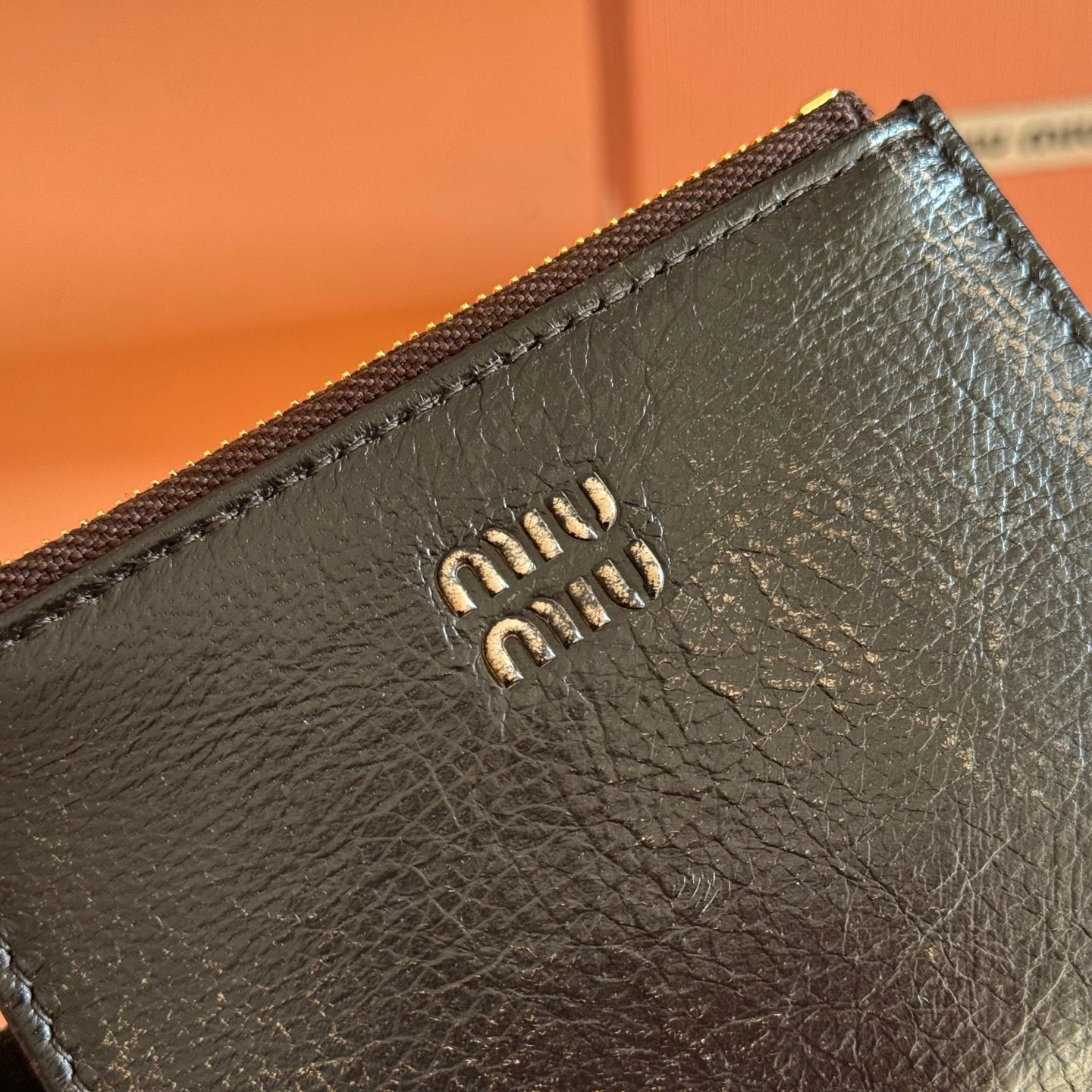 Miu 5MV017 Small Wallet Black Shiny Cowhide 280825