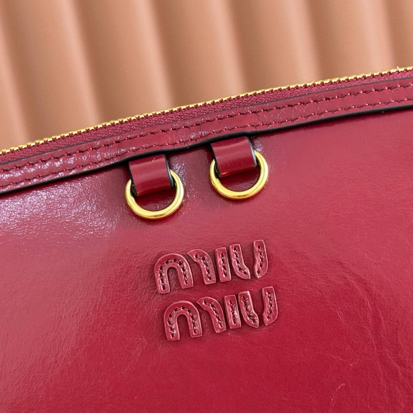 Miu Caprice Clutch Burgundy Leather 280751