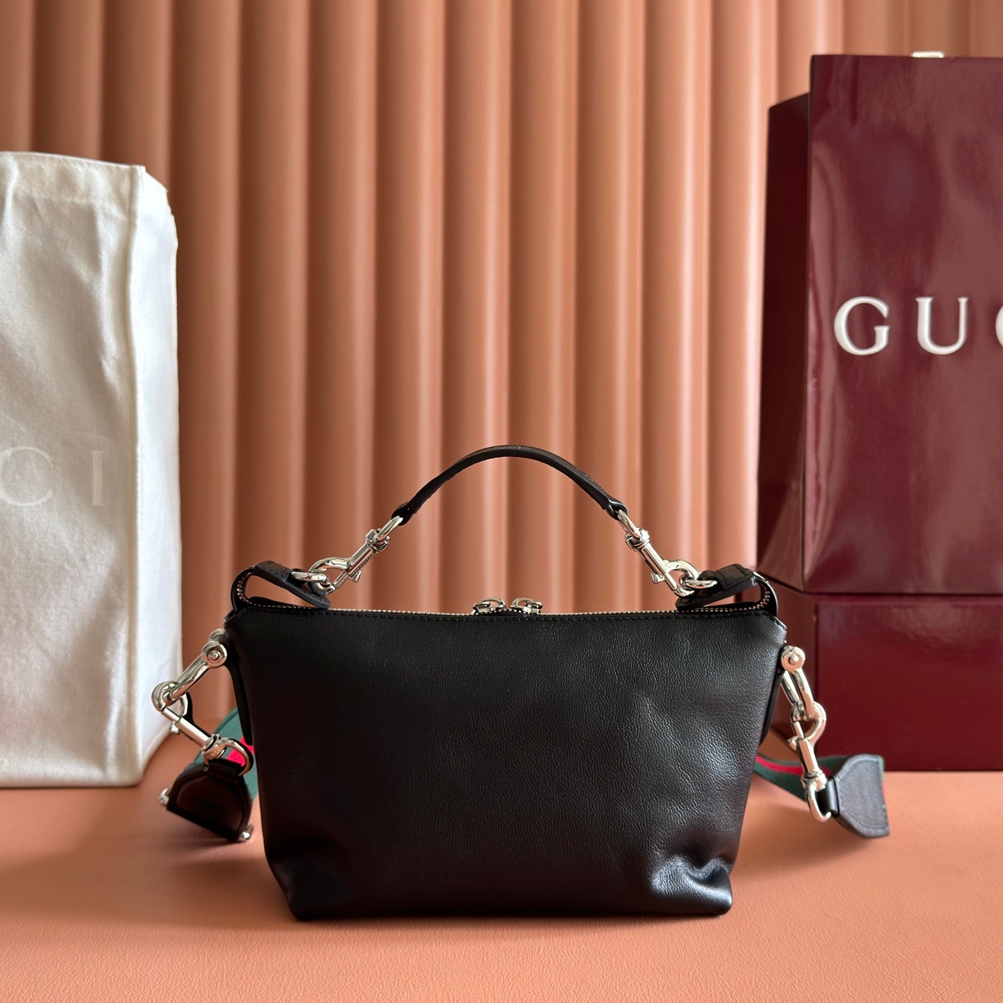 GG Brera Small Crossbody Bag Black Cowhide