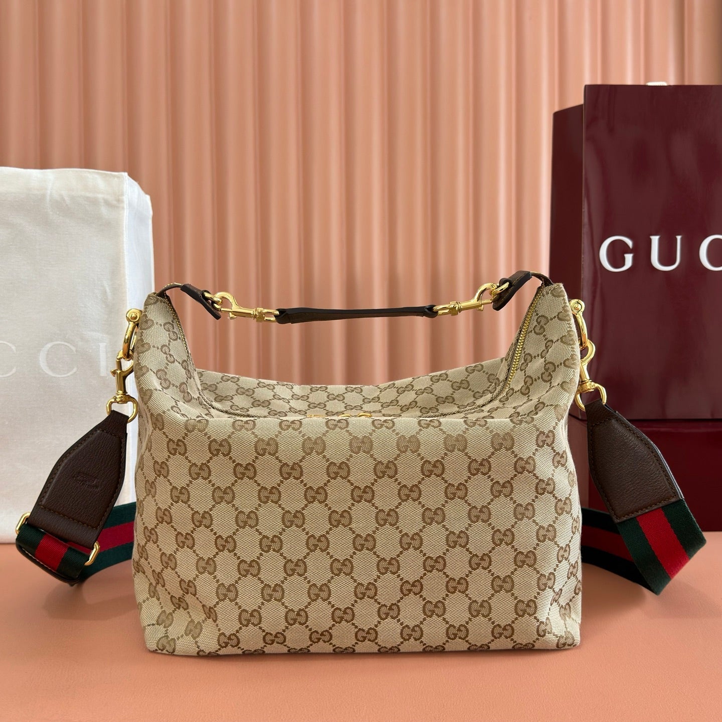 GG Brera Medium Crossbody Bag Brown Beige Canvas