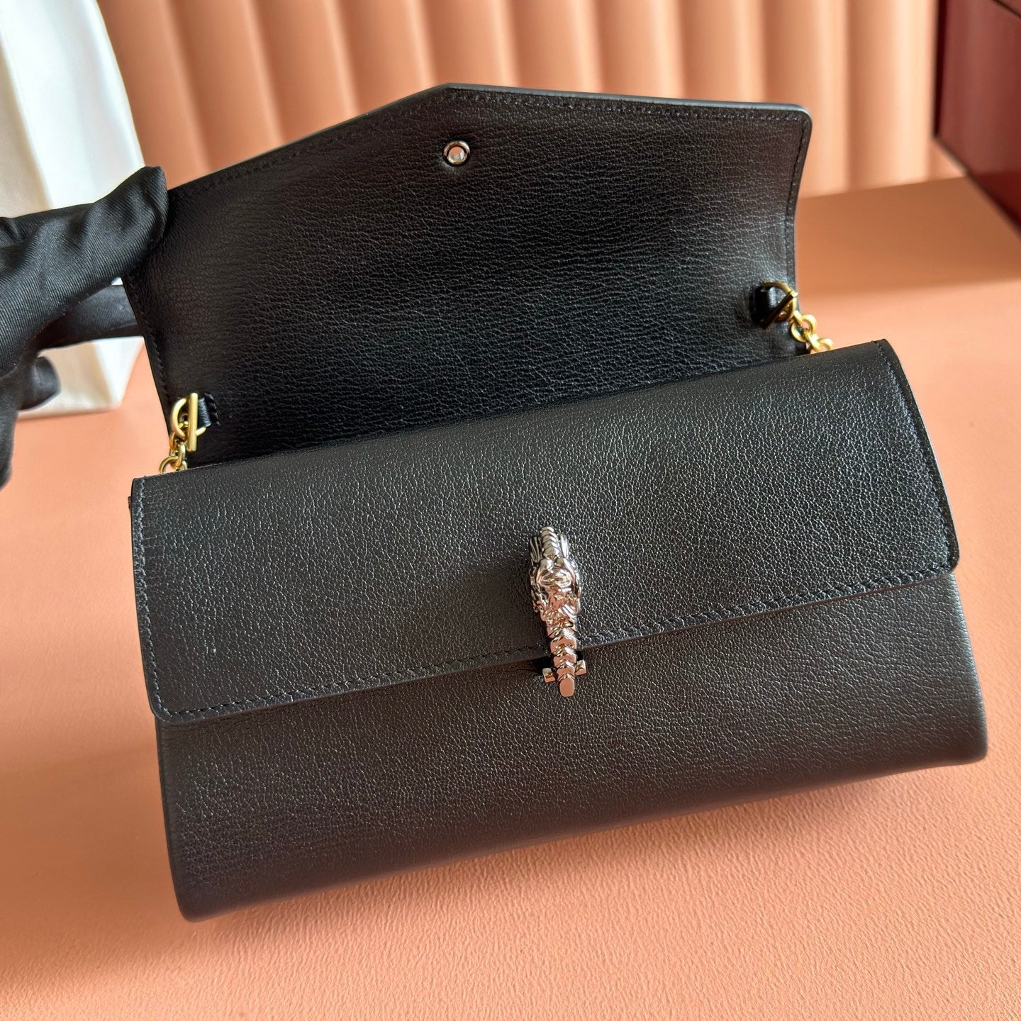 GG Dionysus Small Shoulder Bag Black Grainy Leather 292590