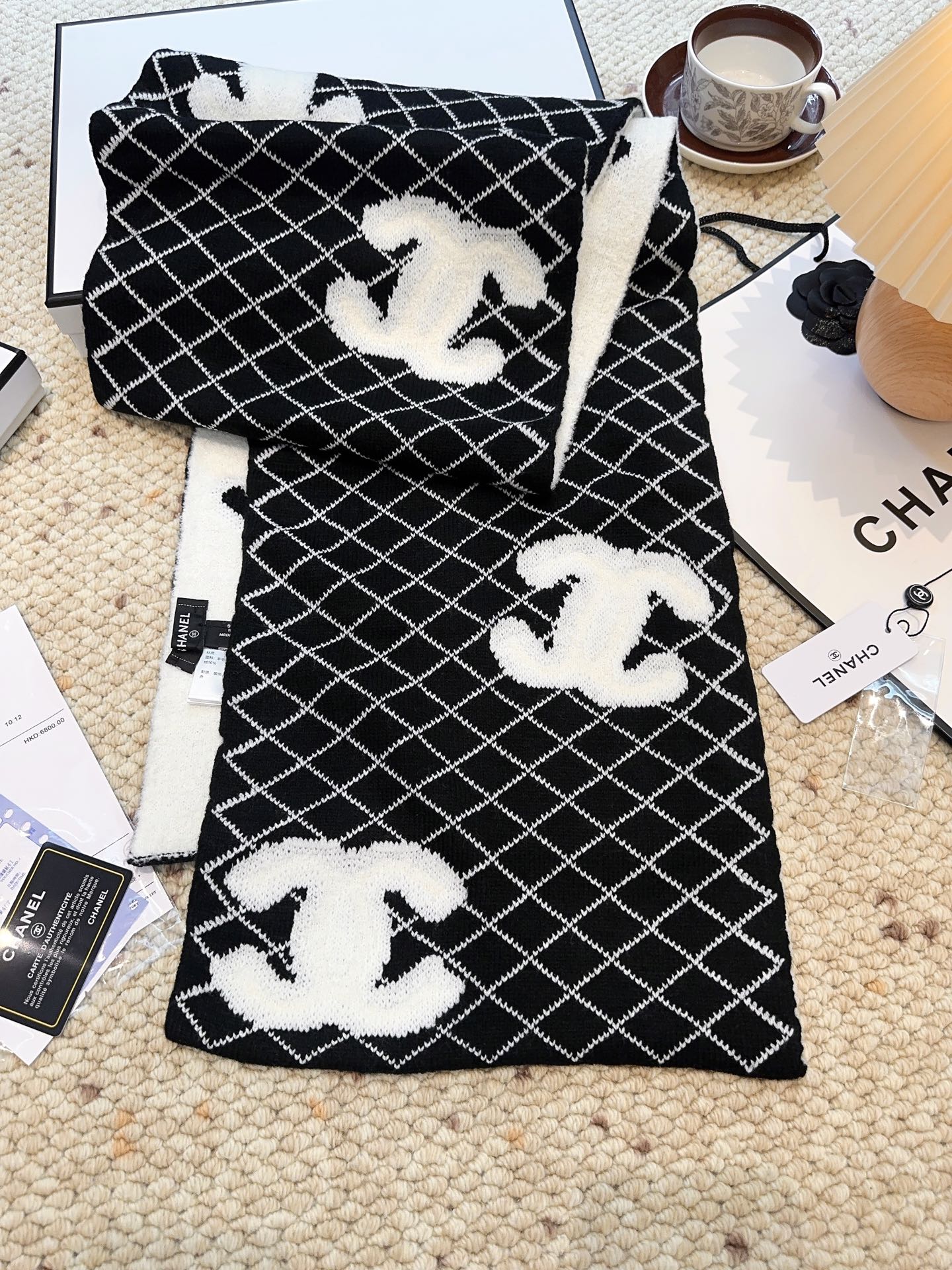 CC 25 Scarf 190cm Black Wool 968578