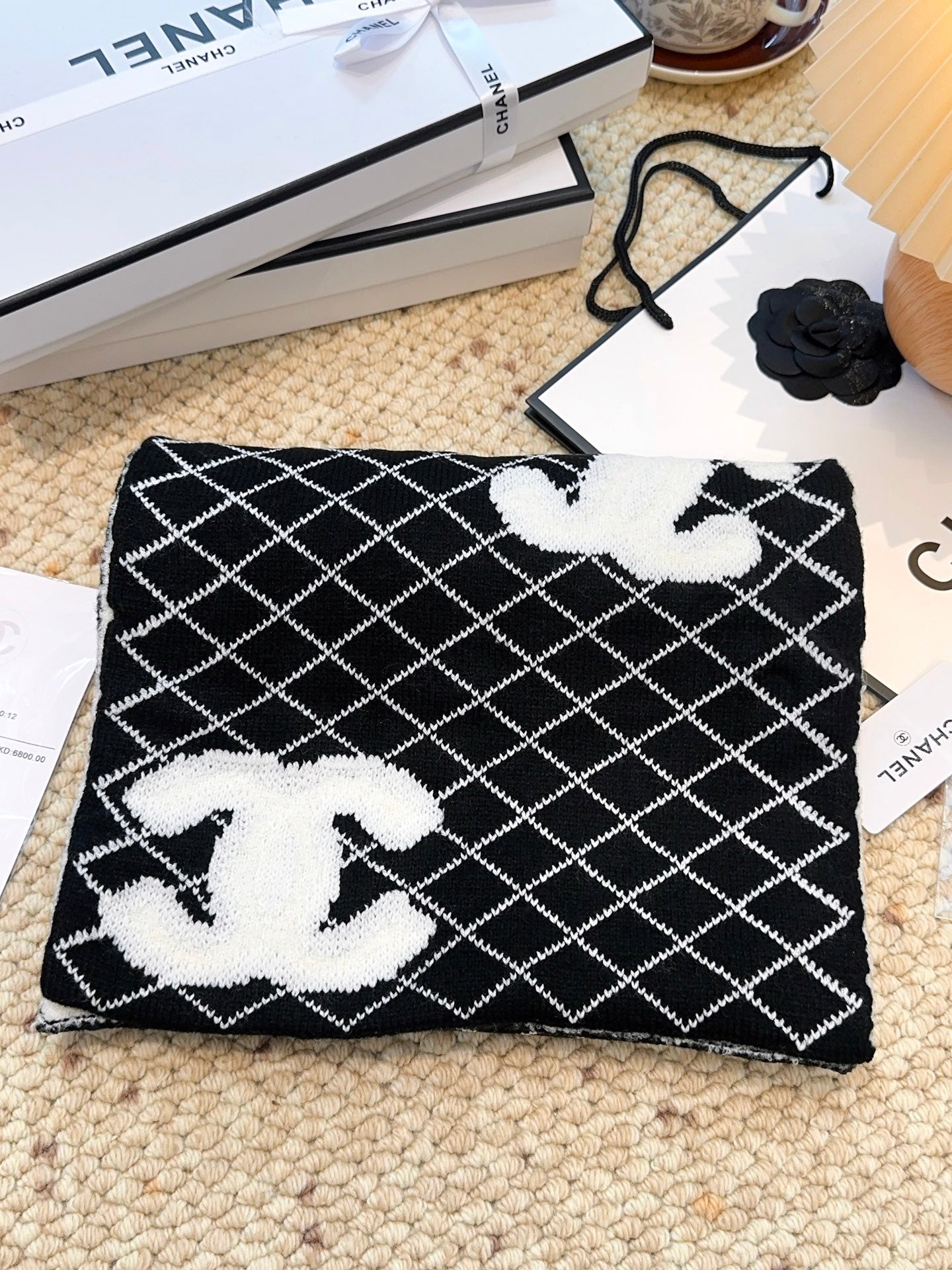 CC 25 Scarf 190cm Black Wool 968578