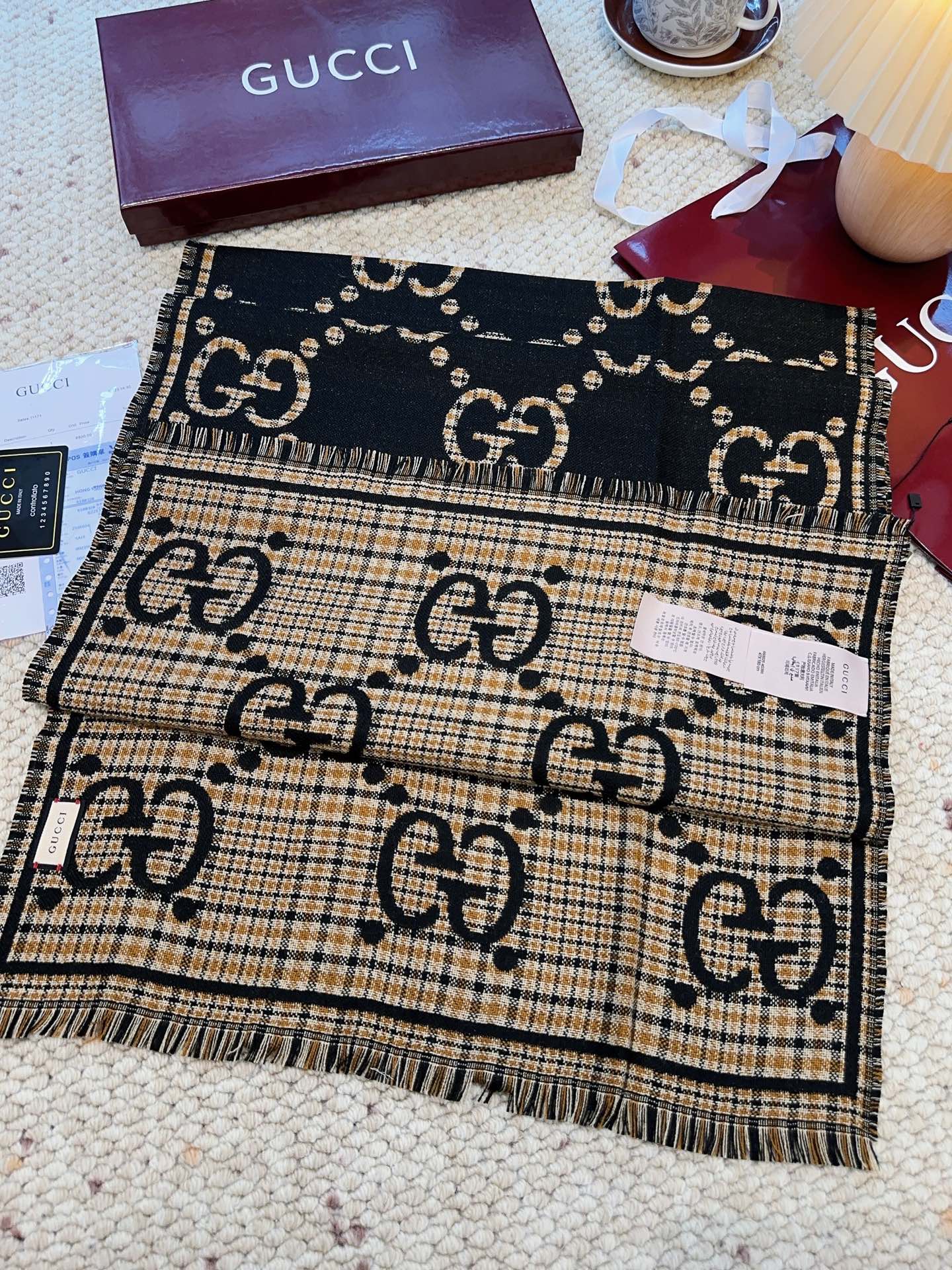 GG Classic 180CM Black Beige Wool 287938