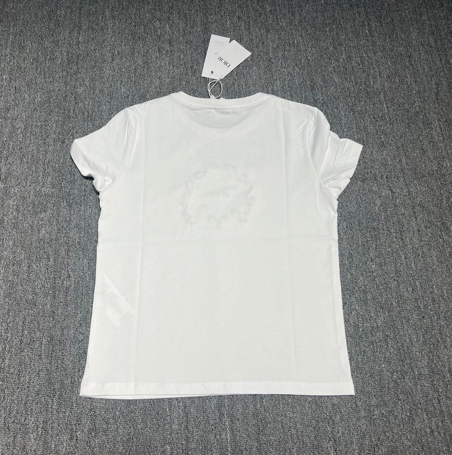 CD Embroidered Beaded Letter T-Shirt White Cotton 394289