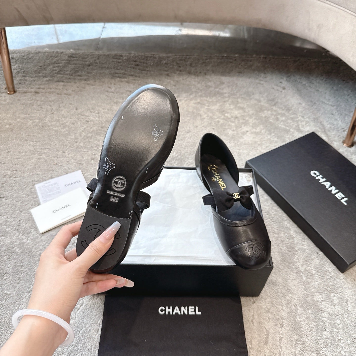 CC  25b Fall-Winter Mary Janes 15mm Black Calfskin & Sheepskin 415775