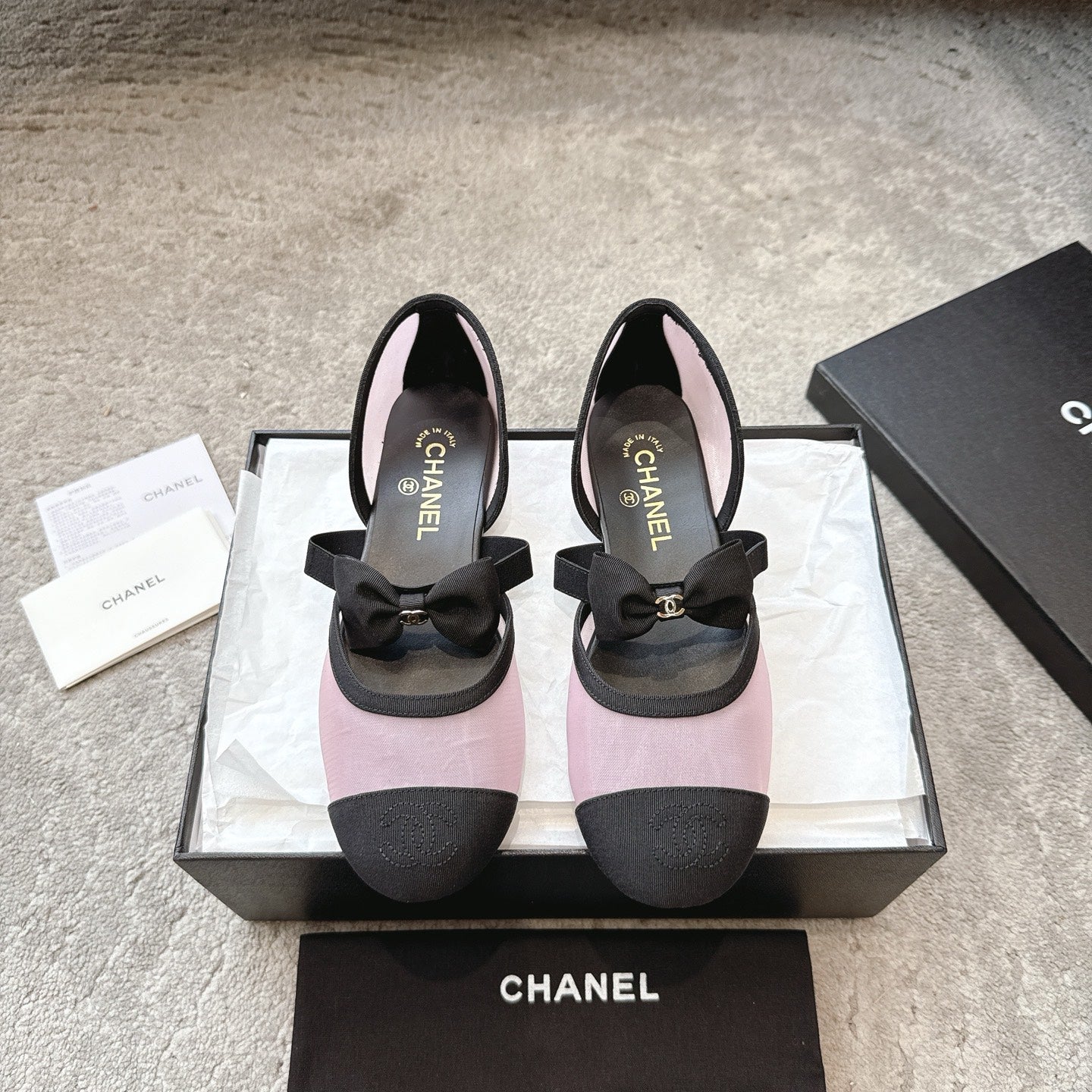 CC  25b Fall-Winter Mary Janes 15mm Pink Black Mesh & Grosgrain 415778