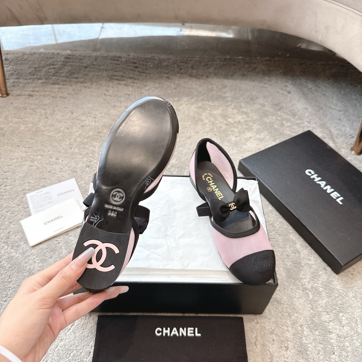 CC  25b Fall-Winter Mary Janes 15mm Pink Black Mesh & Grosgrain 415778