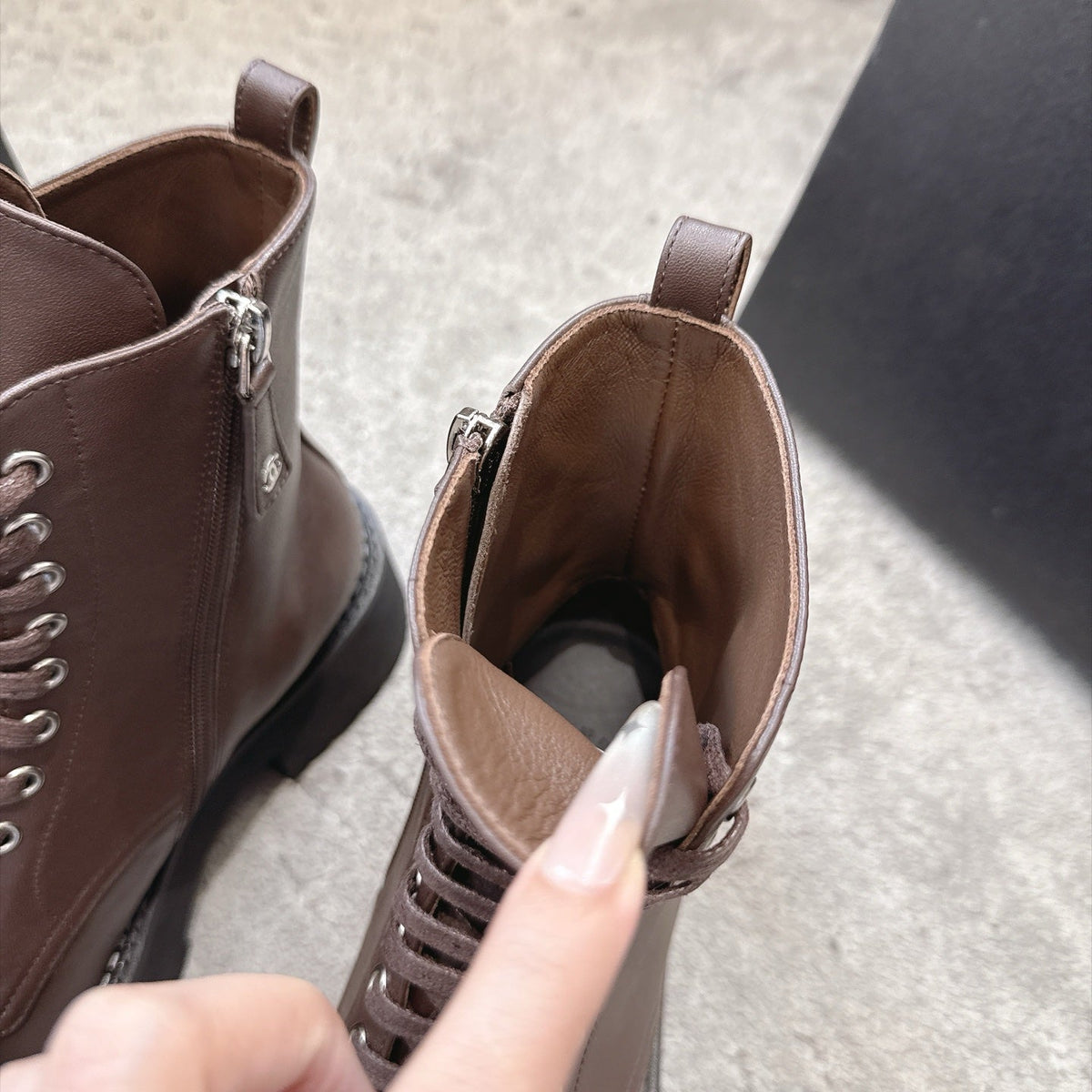 Chanel 26s Boots 5cm Brown Black Leather 188098