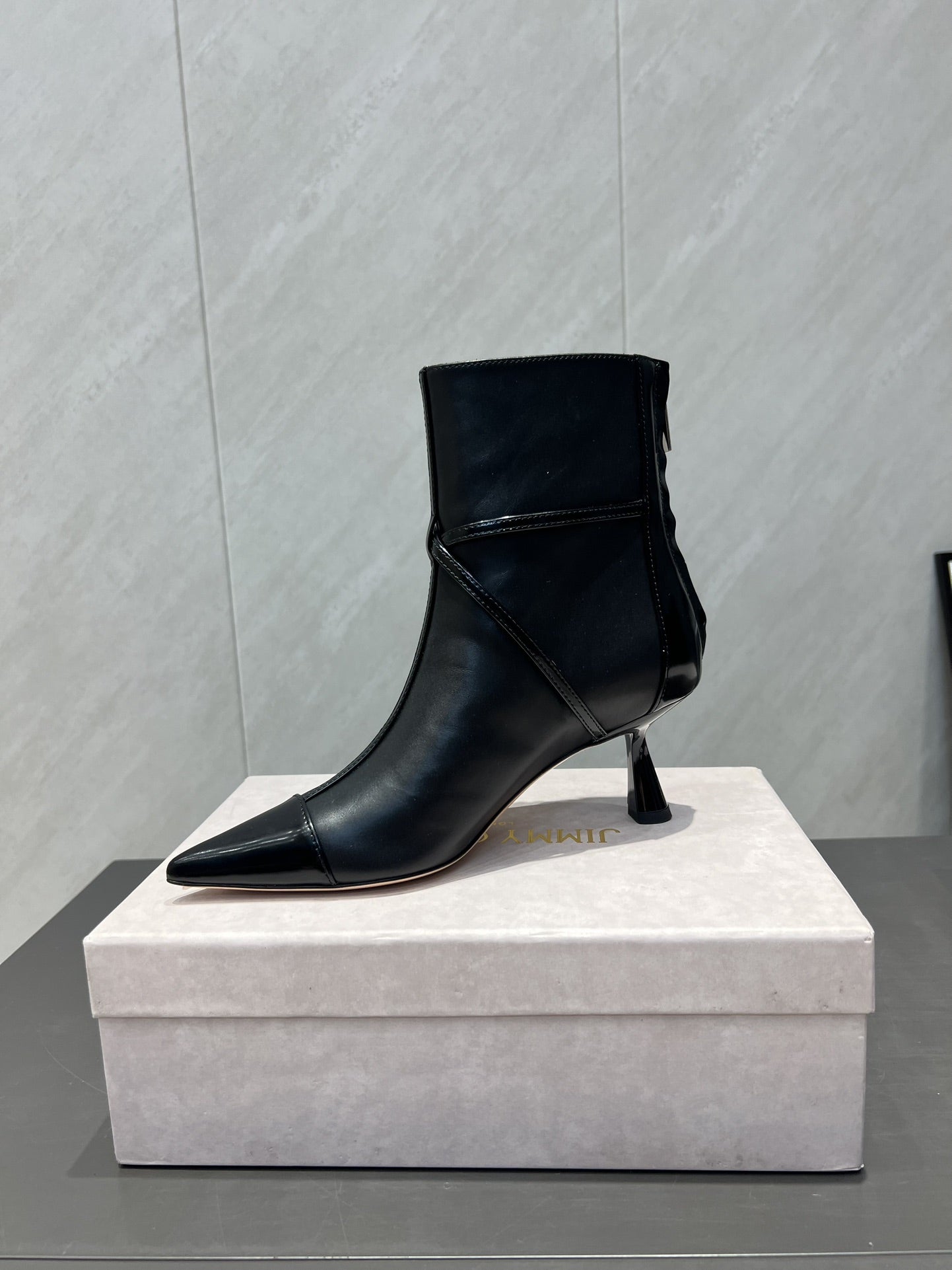 Jimmy Choo Camie AB 80 Ankle Boots Black Leather 540673