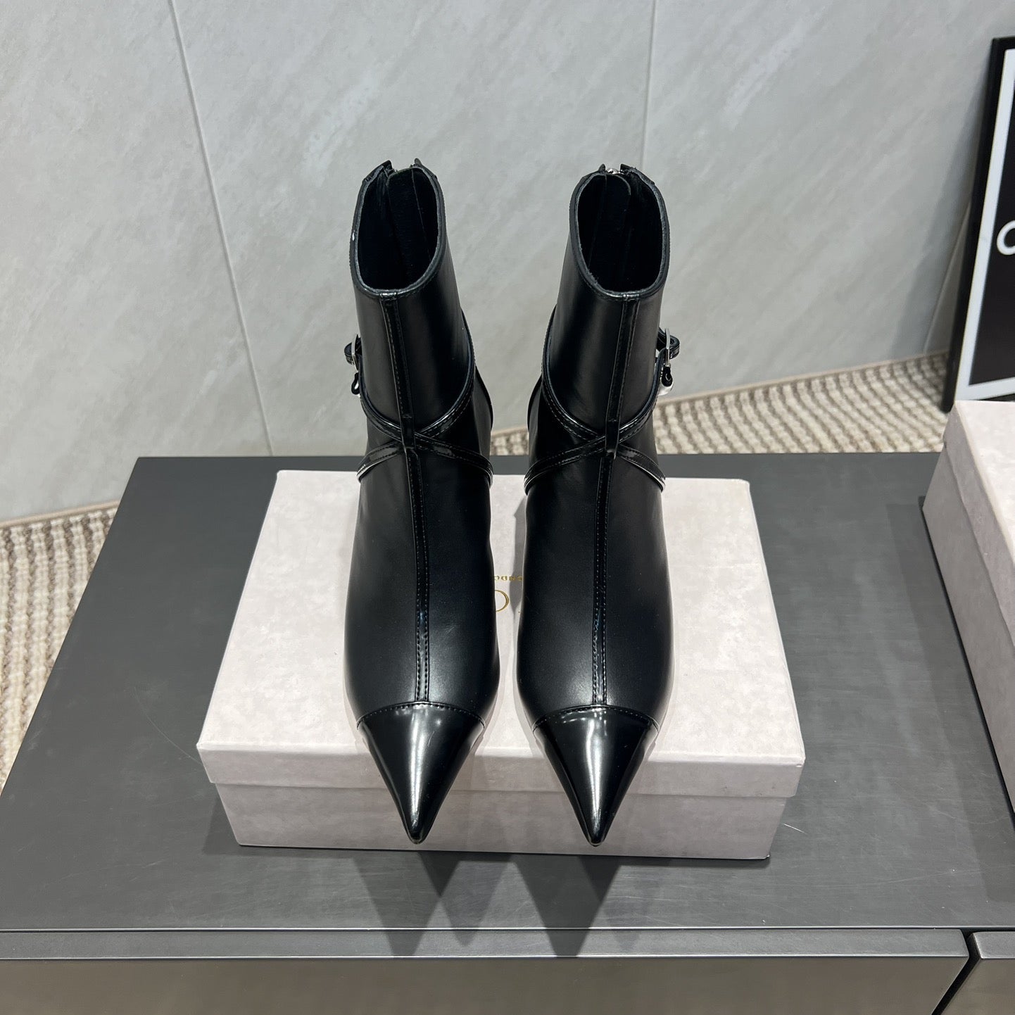 Jimmy Choo Camie AB 80 Ankle Boots Black Leather 540673