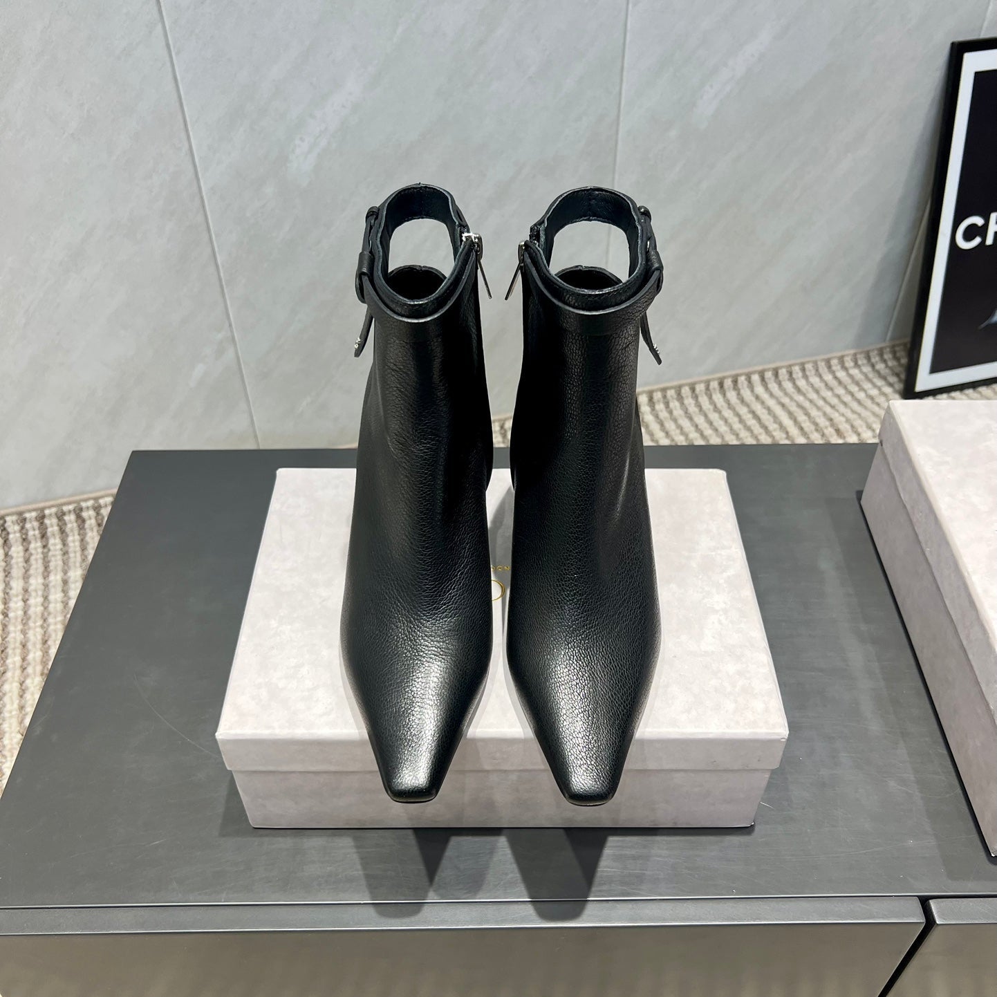 Jimmy Choo Camie AB 80 Ankle Boots 85mm Black Leather 540675