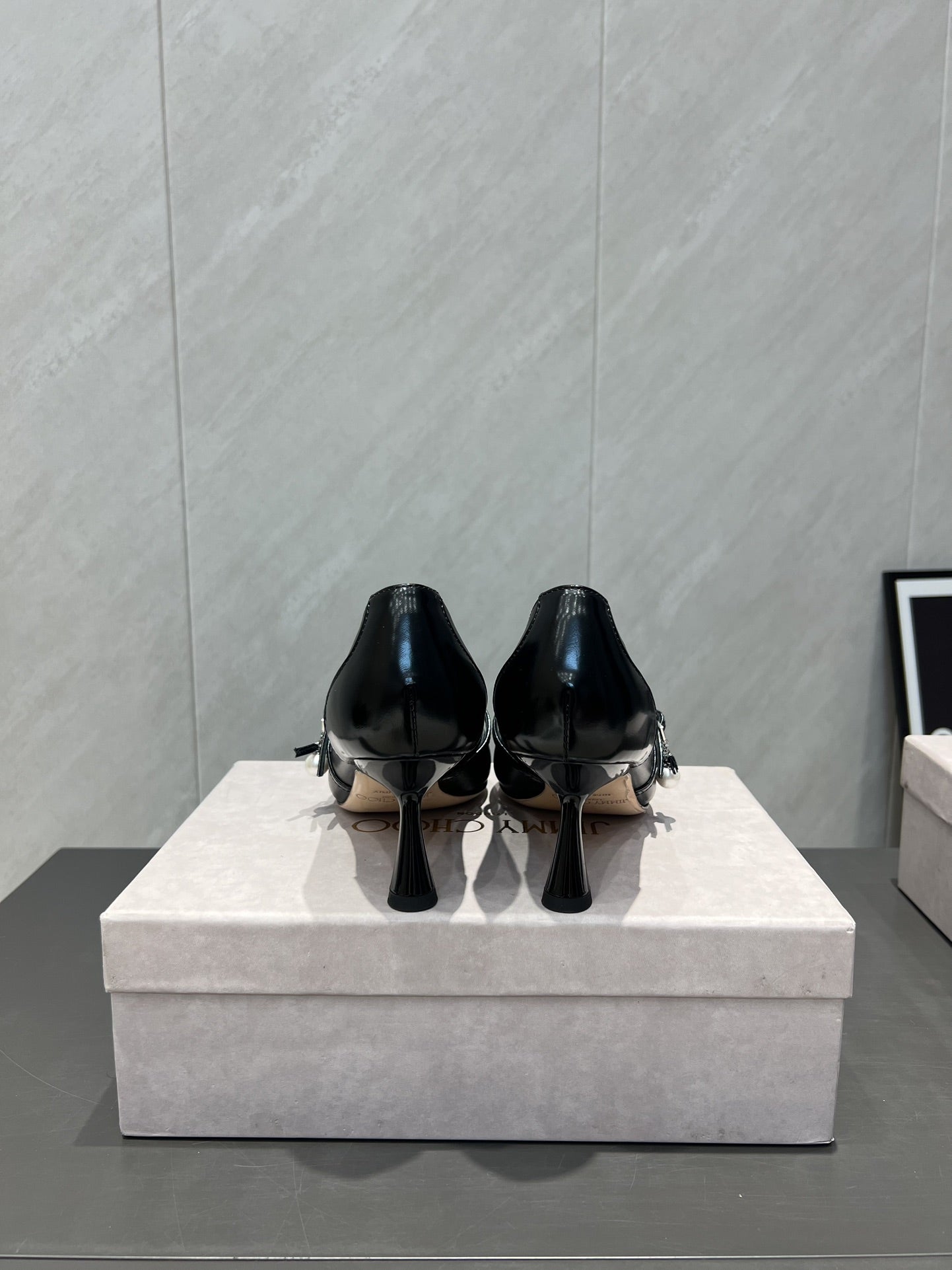 Jimmy Choo Araya Pumps 65mm Black Velvet Embellished Pointed Toe 540676