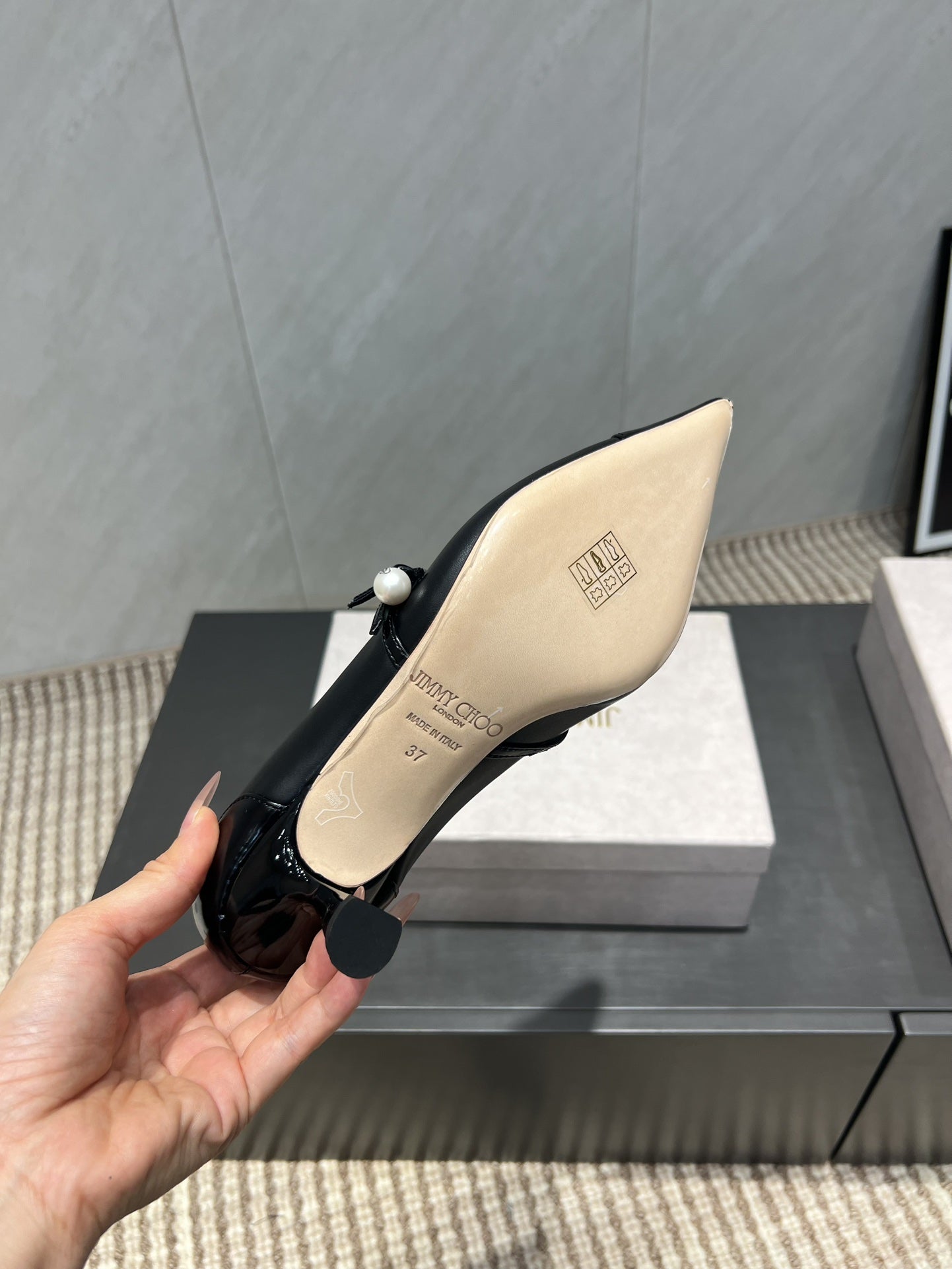 Jimmy Choo Araya Pumps 65mm Black Velvet Embellished Pointed Toe 540676