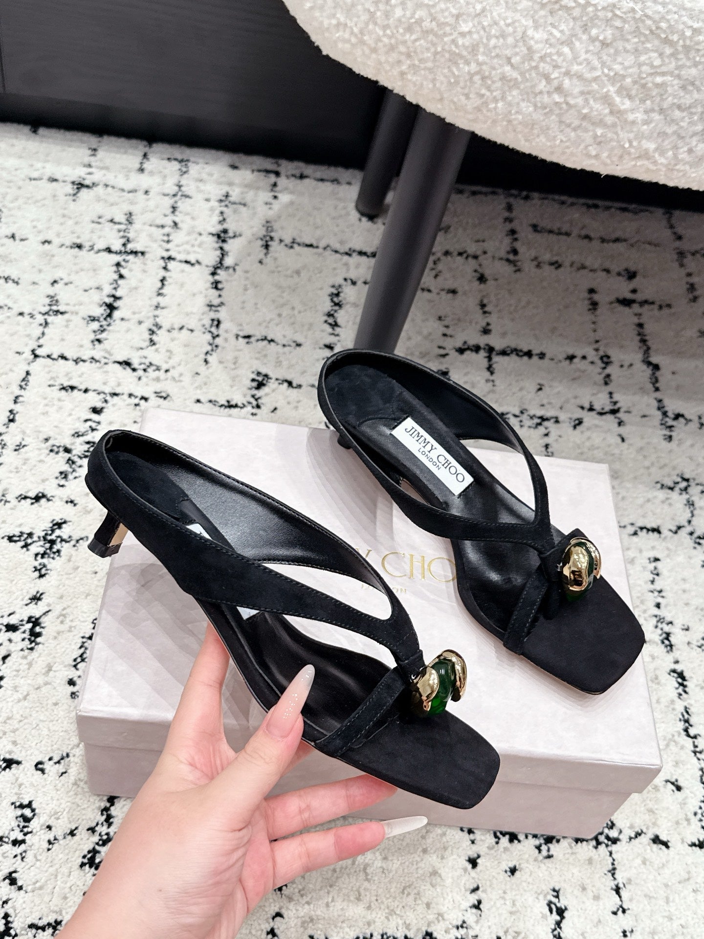 JC Emeri 35mm Sandals Black Suede 880816