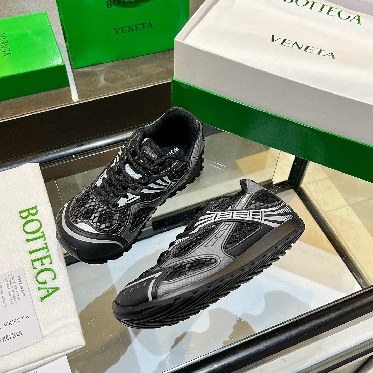BV 26s Orbit Flash Sneaker Black Mesh Leather 735919