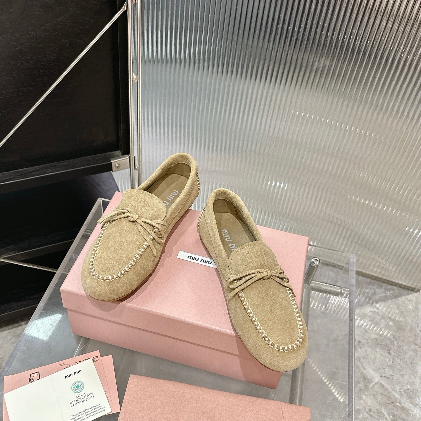 Miu 26s Loafer Light Khahi Suede 683946