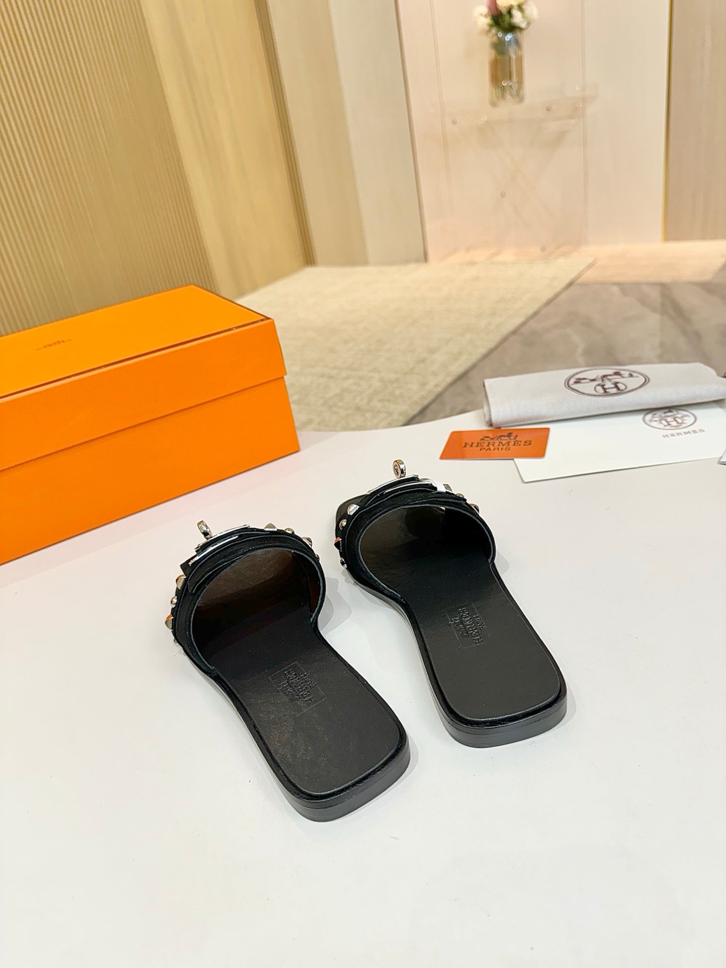 HM 26s Giulia Sandal In Black Suede And Calfskin Silver Hardware