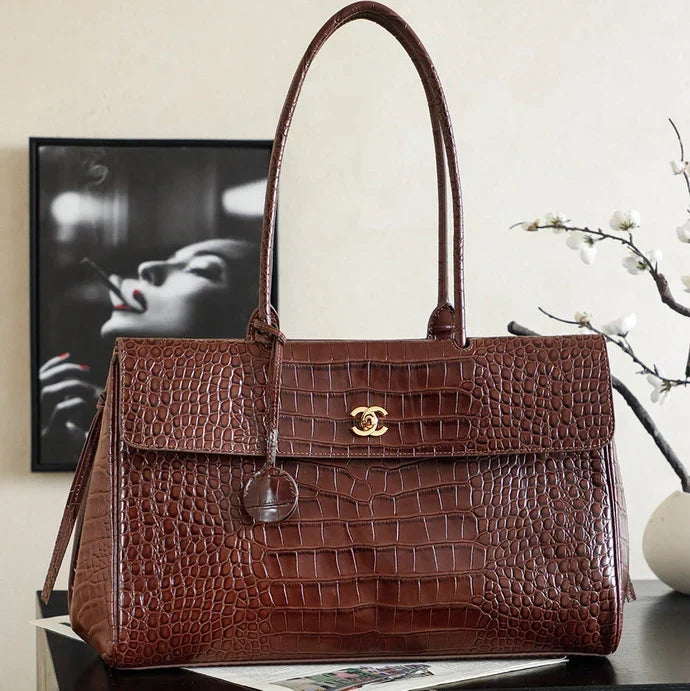 Chanel 2026 Bag 38cm Brown Crocodile-embossed Leather