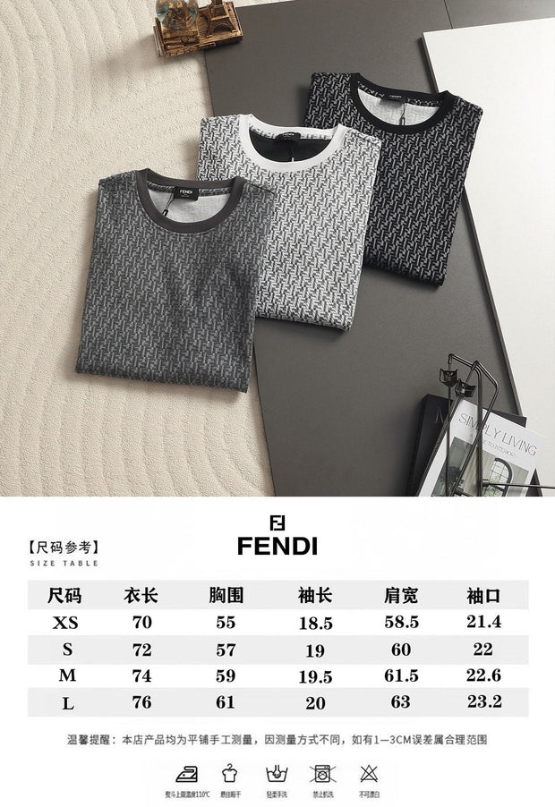 Fendi 2026 Men's Monogram T-shirt Jacquard Fabric