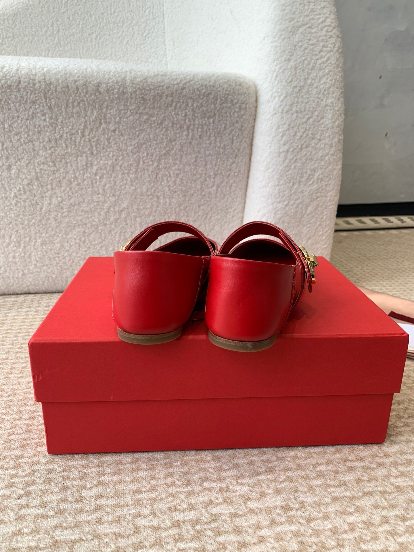Valentino Locker Mary-Jane Ballerina In Crimson Red Calfskin