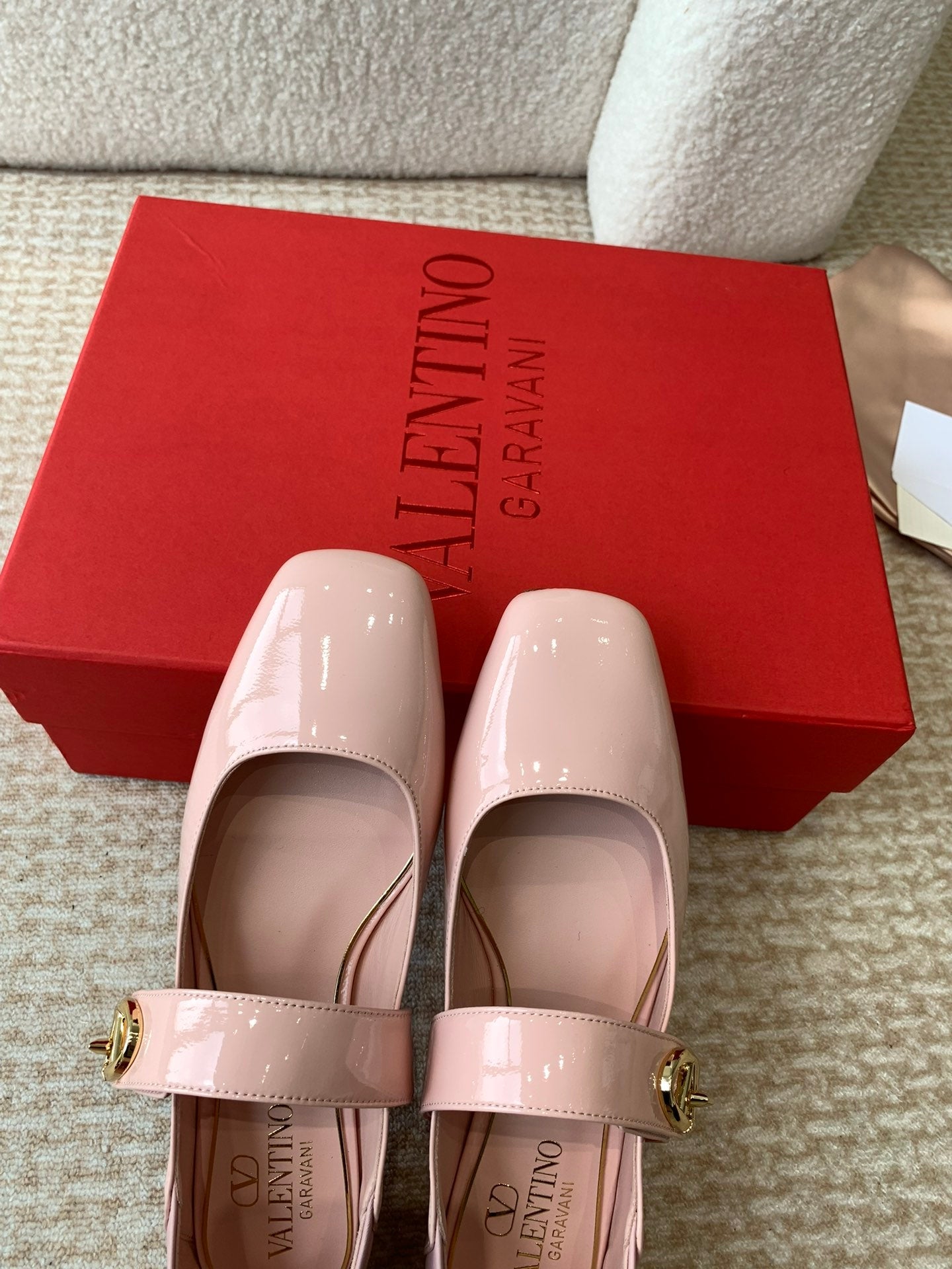 Valentino Locker Mary-Jane Ballerina In Pink Calfskin