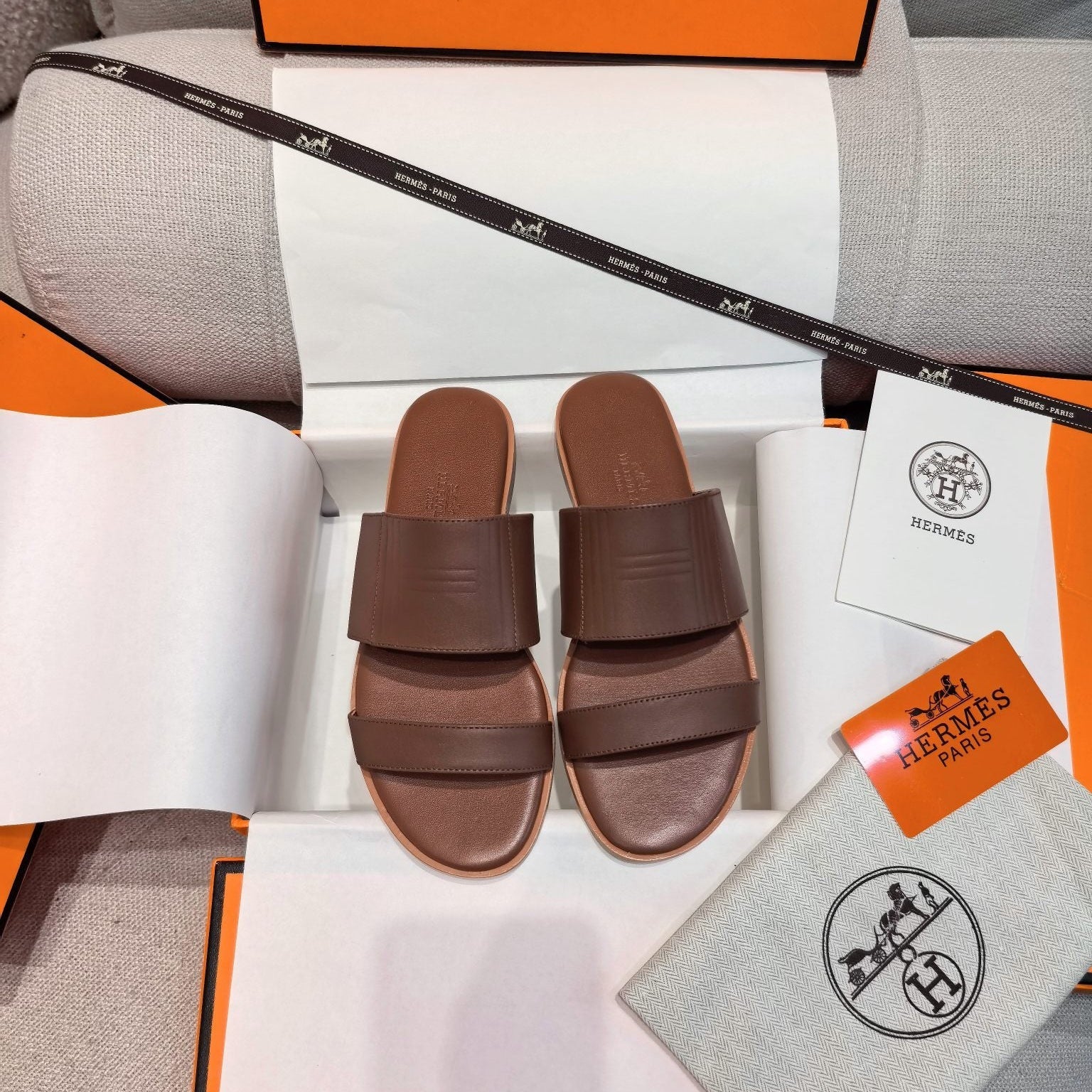HM Mona Sandals Coffee Leather 799036