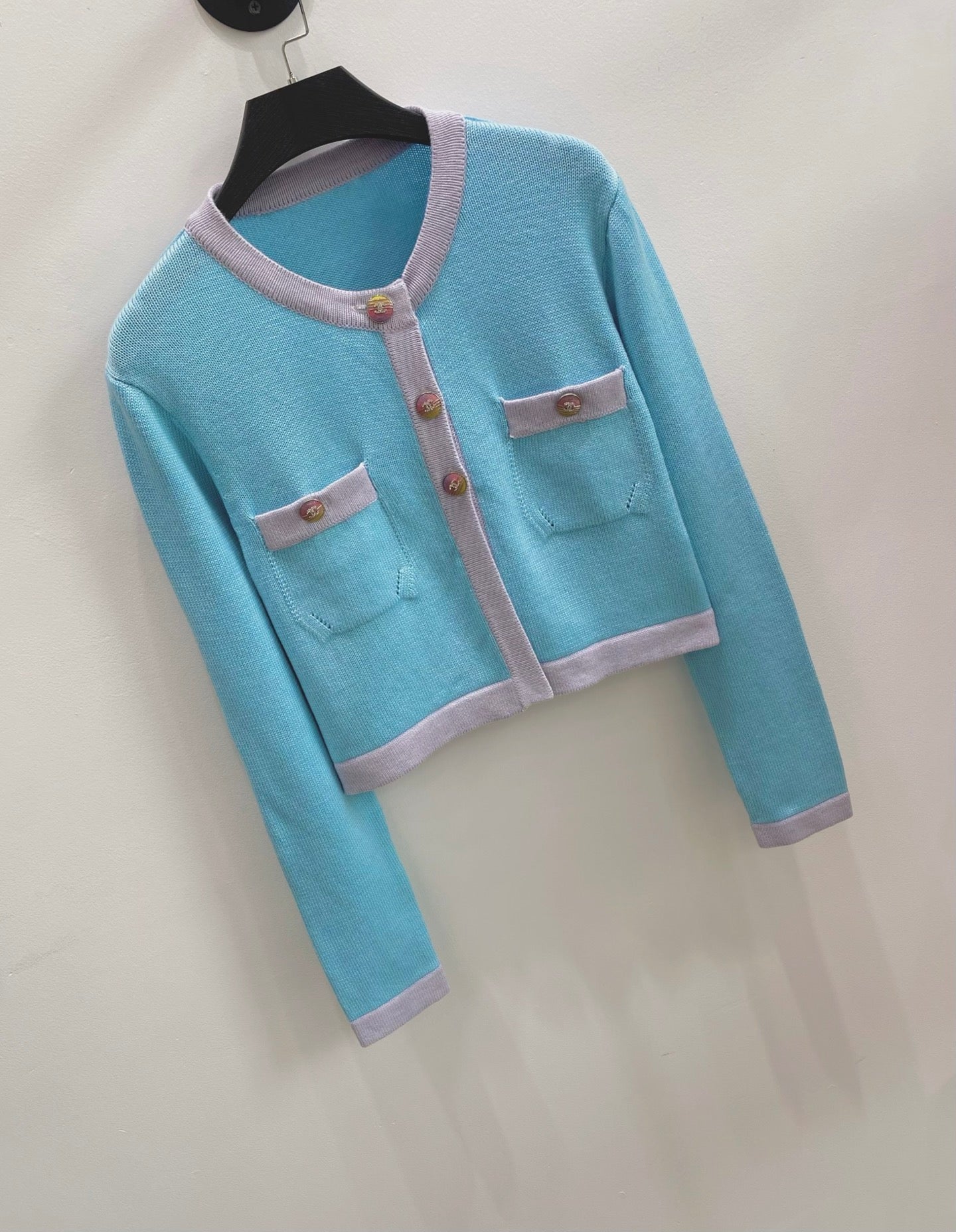CC 26s Cropped Cardigan Lavender Pastel Blue Wool 423121