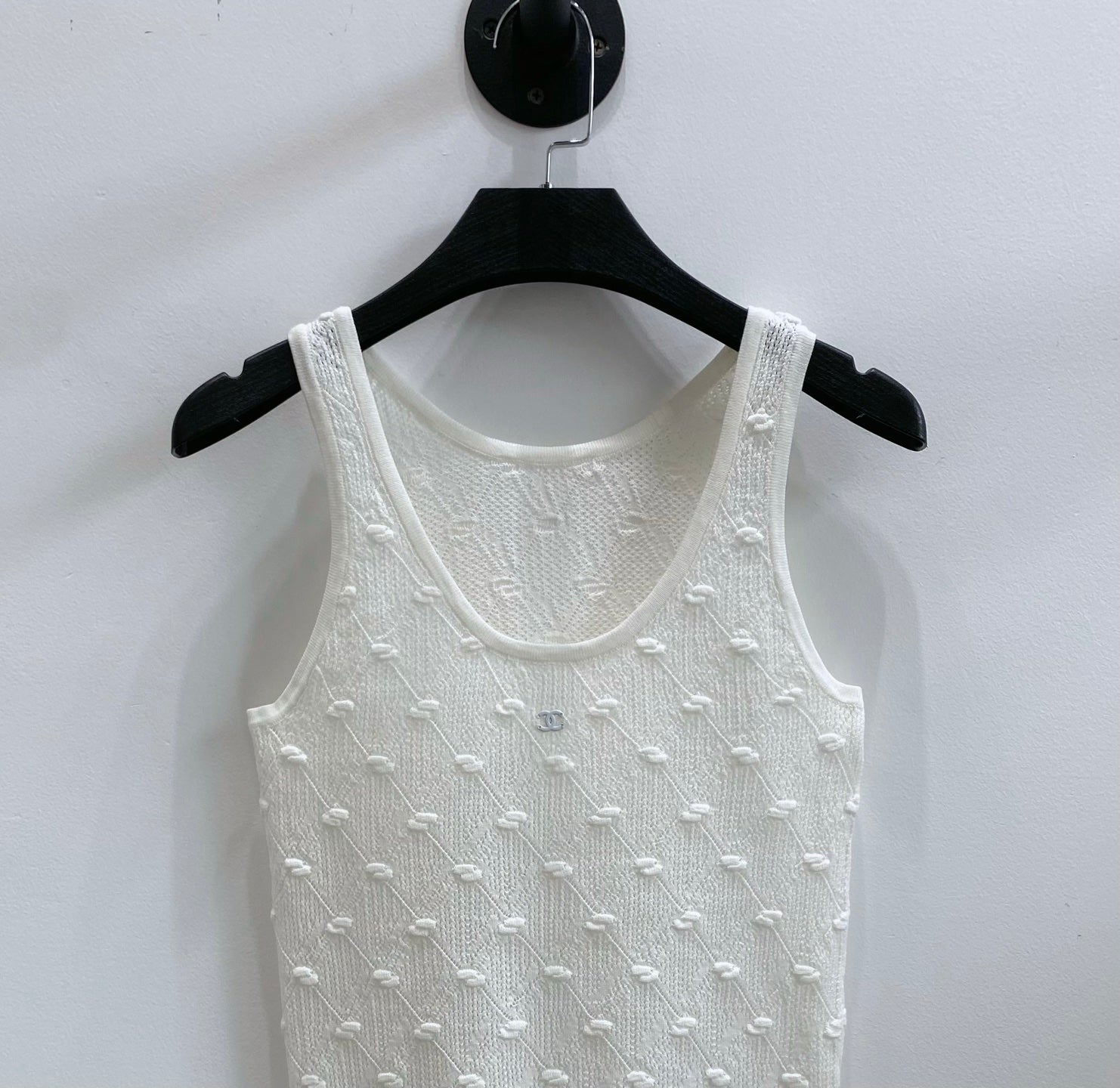 CC 26s Knit Tank Top White Cotton Viscose 423129