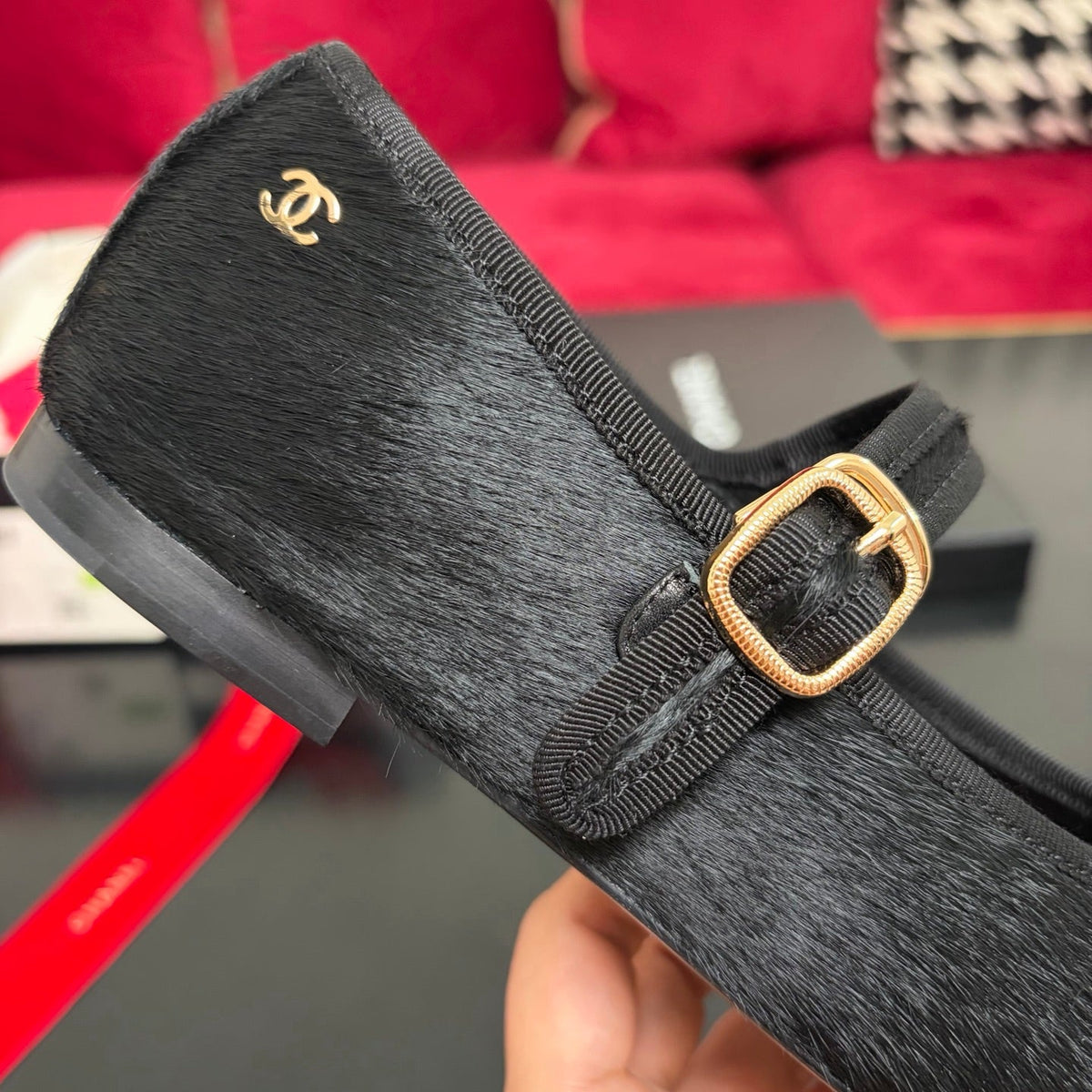Chanel 26s Shoes Mary Jane Black Pony Hair 189090