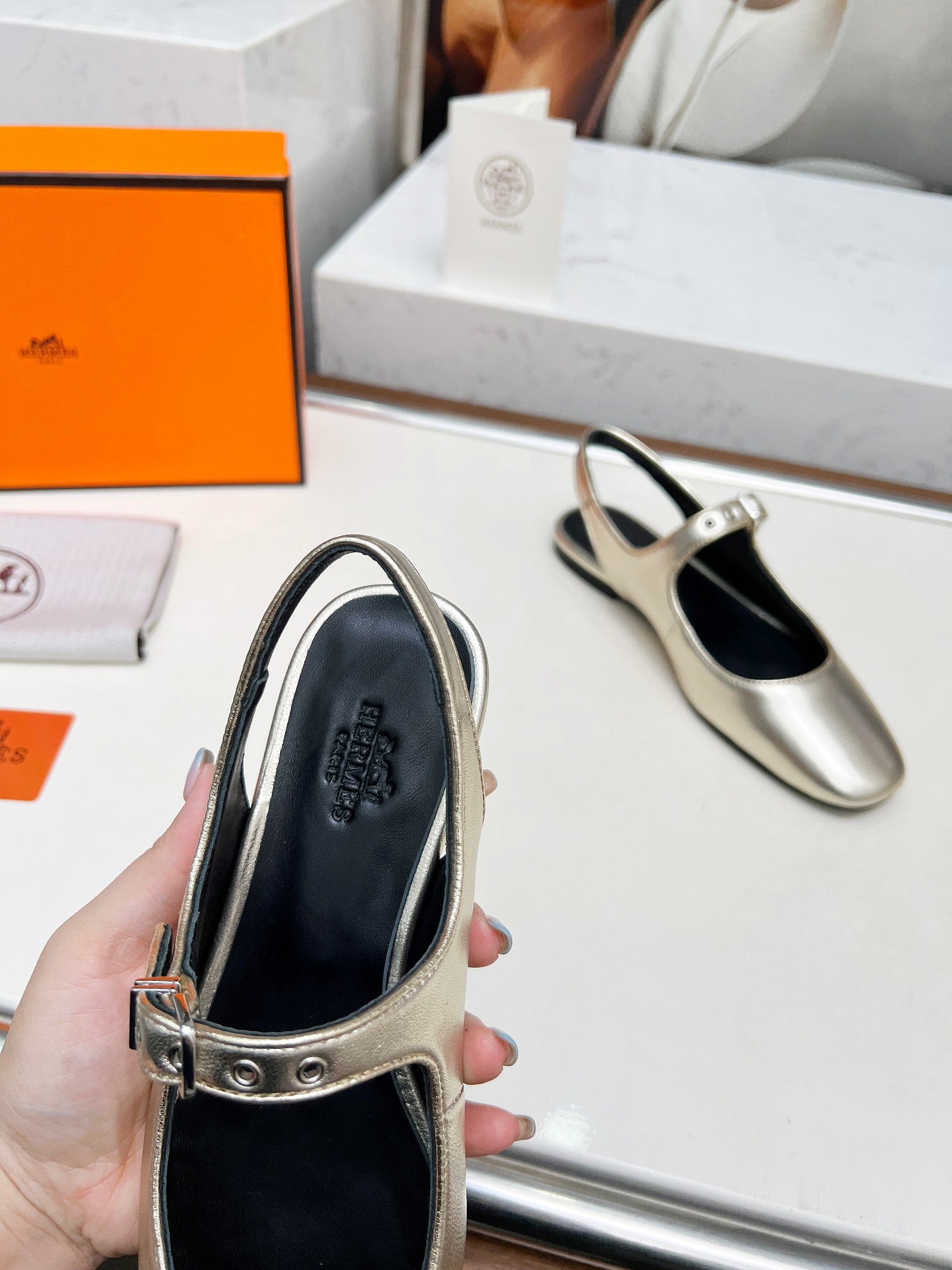 Kleo Slingback Gold Lambskin 214071