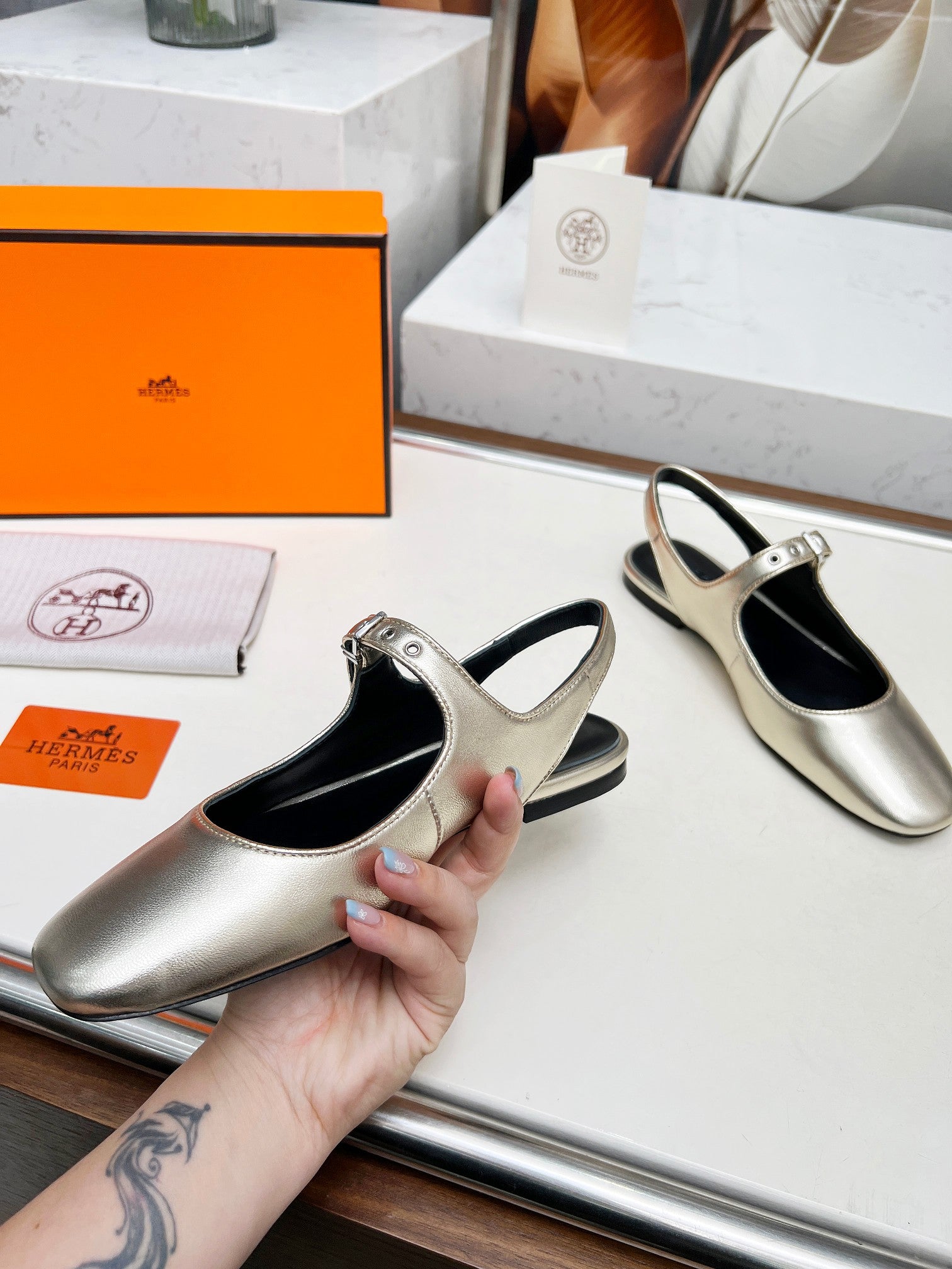 Kleo Slingback Gold Lambskin 214071