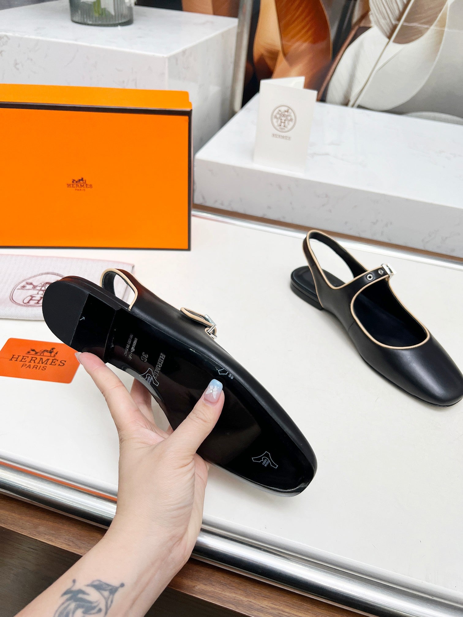 Kleo Slingback Black Lambskin 214069