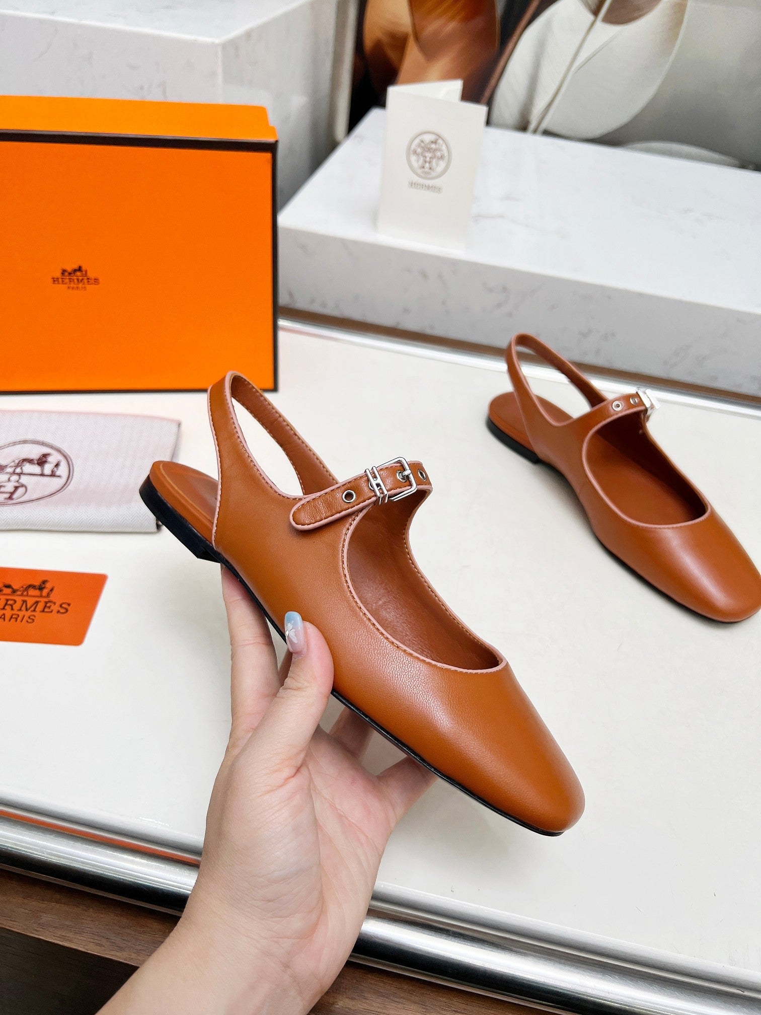 Kleo Slingback Tan Lambskin 214068