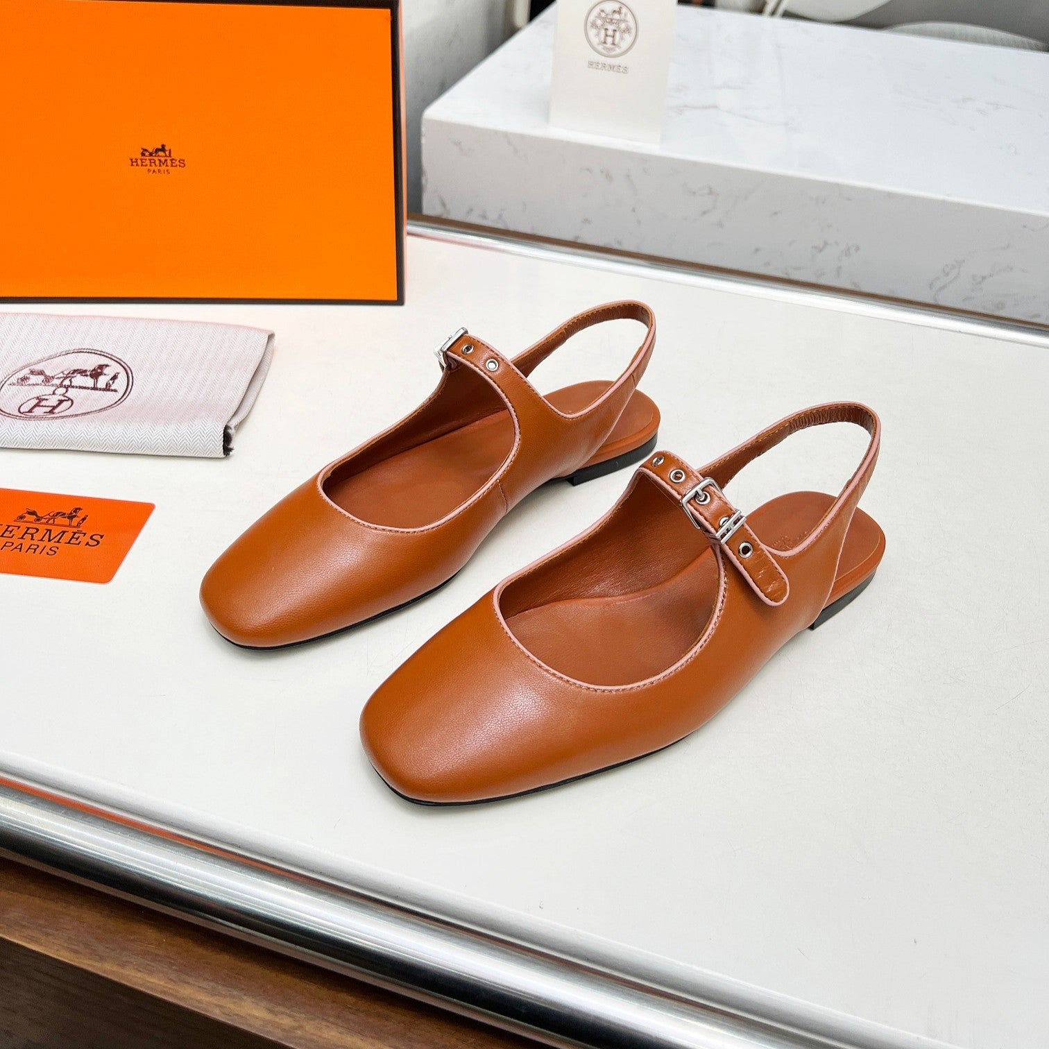 Kleo Slingback Tan Lambskin 214068