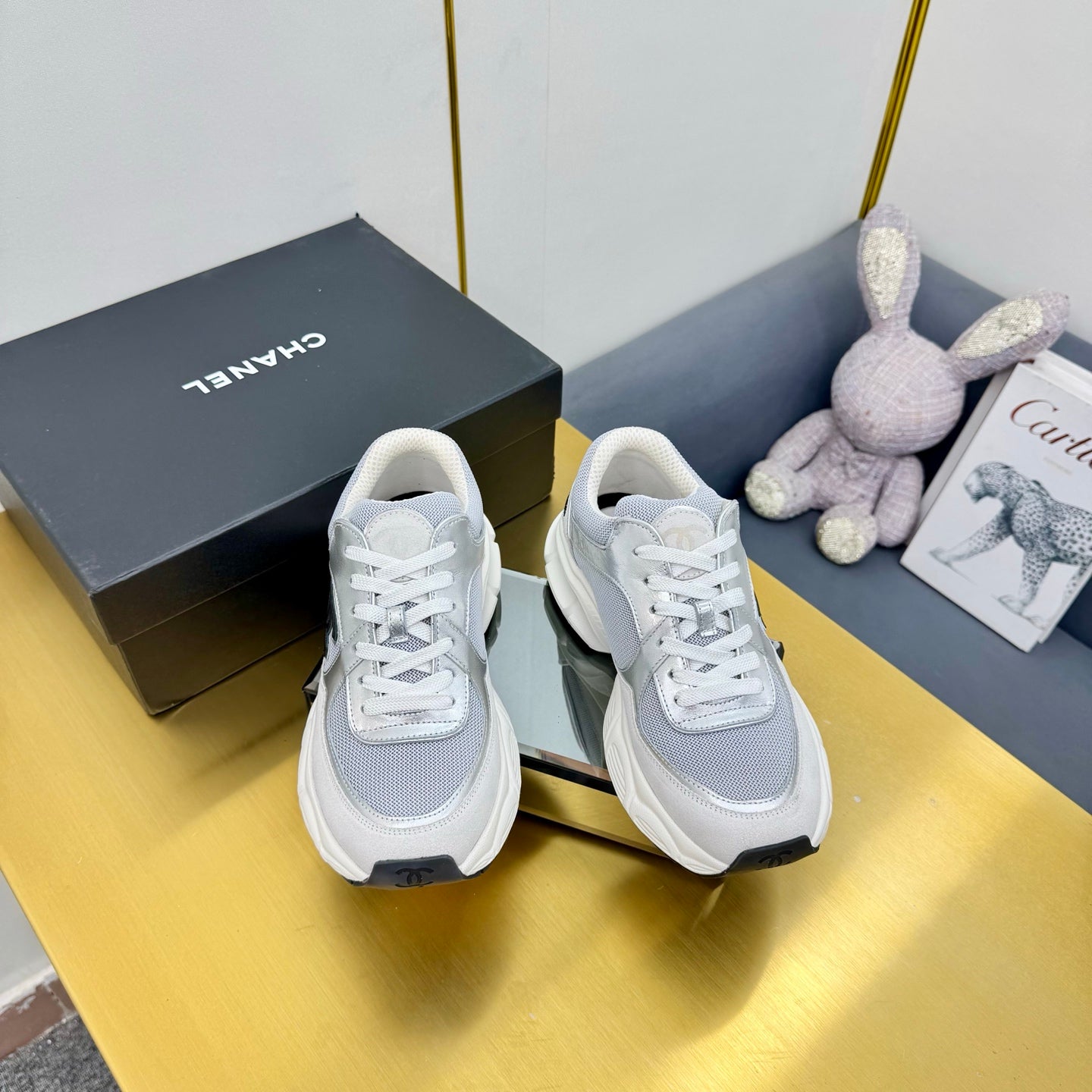CC 26s Chunky Sneakers Grey Sliver Suede Calfskin 927333