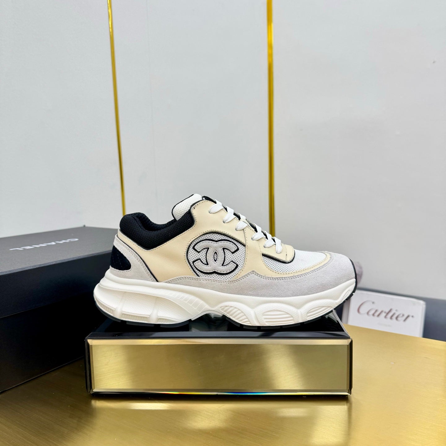 CC 26s Chunky Sneakers Grey Beige Black Suede 927334