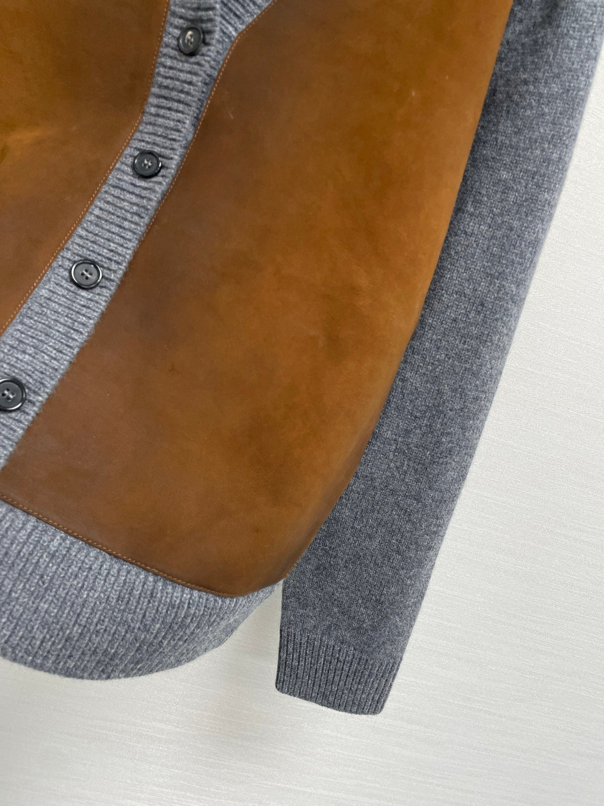 Prada 2026 Brown Suede Knit Combination Cardigan Jacket 446730