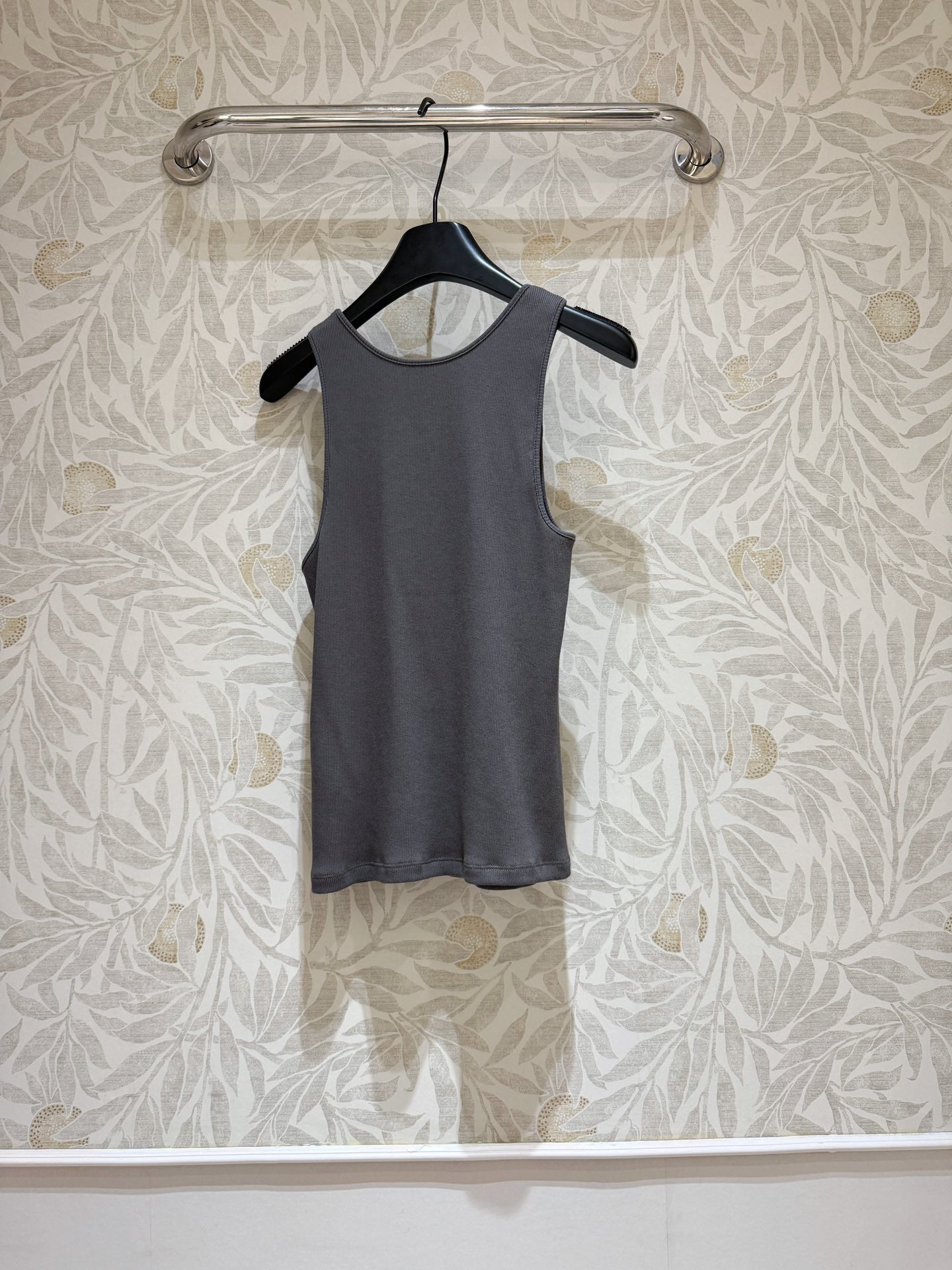 YSL Ribbed Vest Smoky Gray Cotton