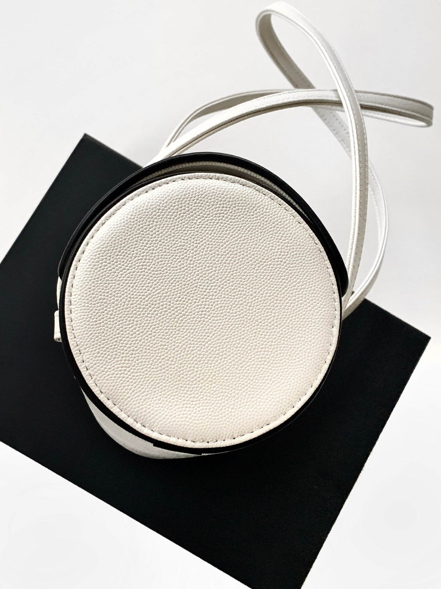 CC Preppy Coco Bowling Bag 30cm White Caviar Leather