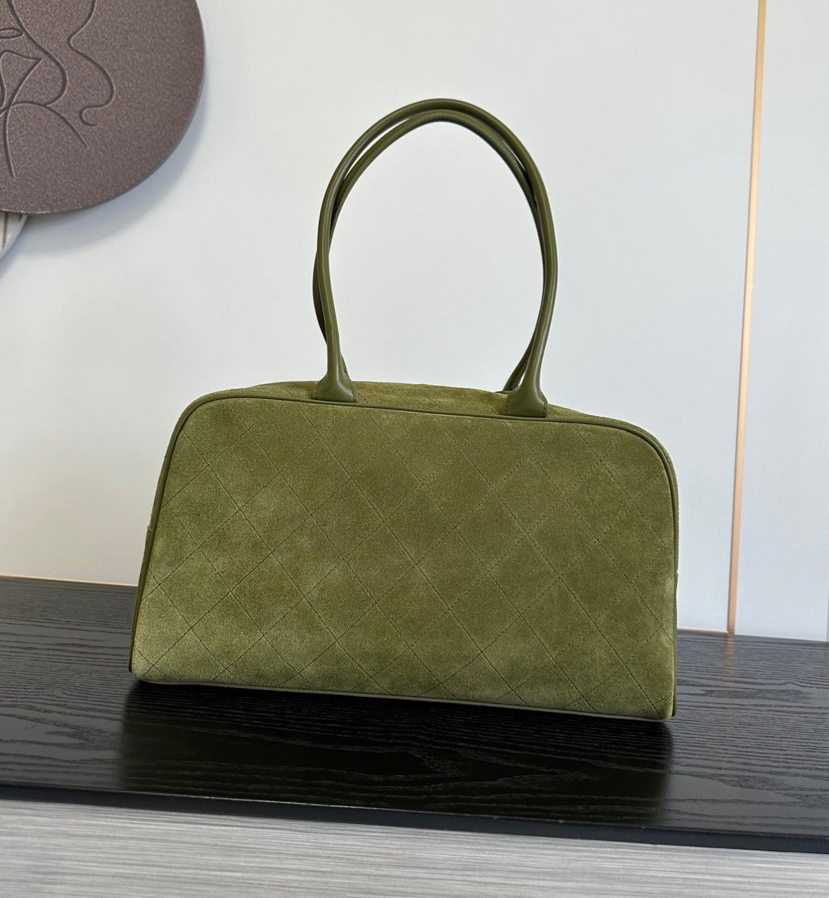 CC 26s Bowling Bag Olive Green Quilted Suede Lambskin 996778