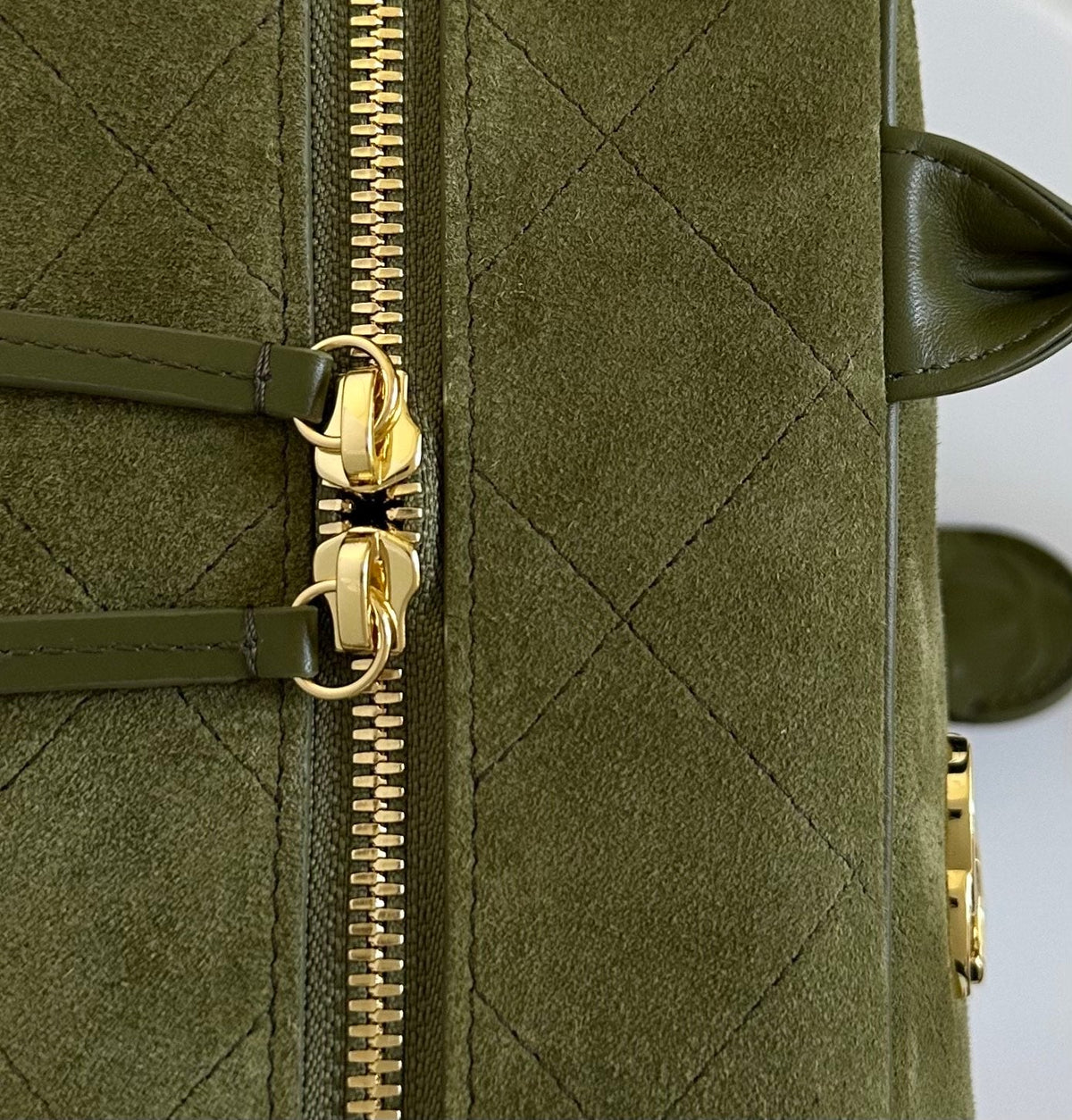 CC 26s Bowling Bag Olive Green Quilted Suede Lambskin 996778