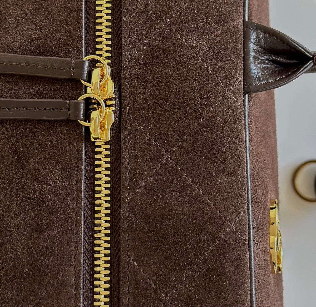 CC 26s Bowling Bag Brown Quilted Suede Lambskin 996777