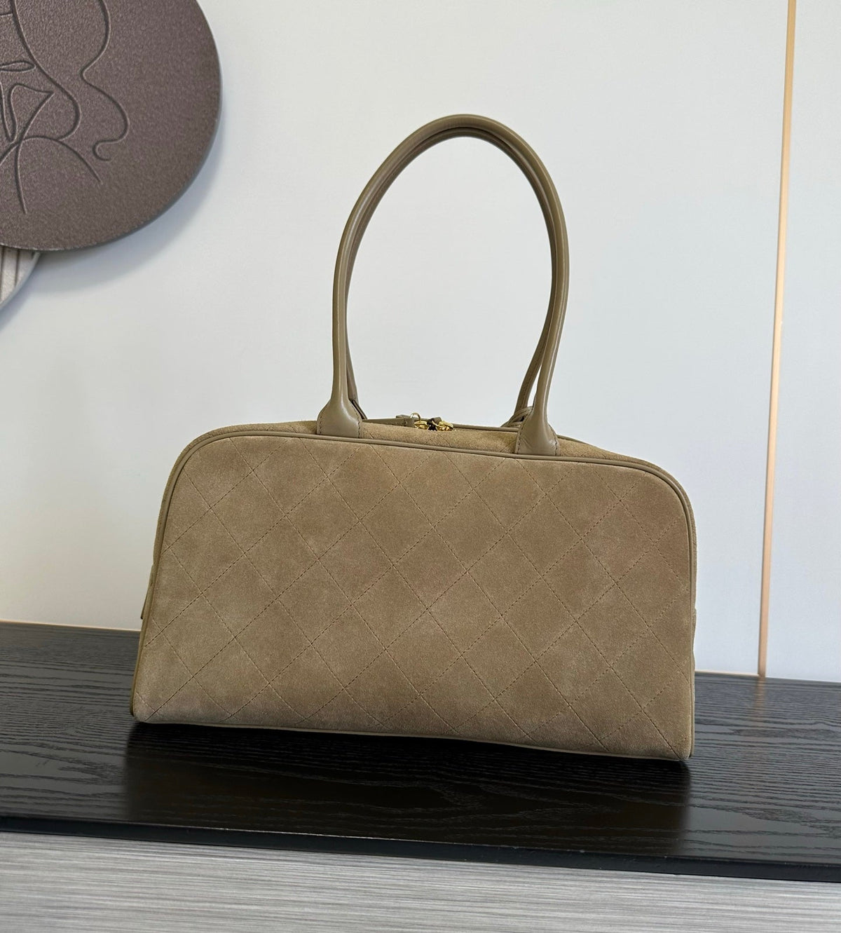 CC 26s Bowling Bag Beige Quilted Suede Lambskin 996776