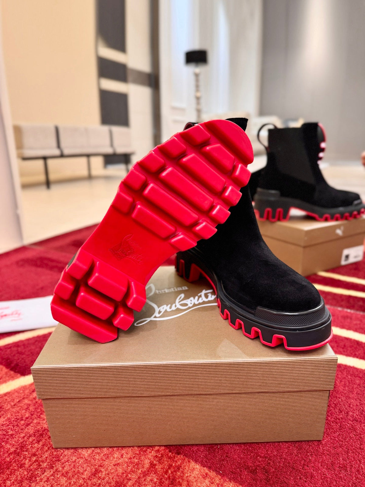CL 2026 Chelsea Boots Black Red Logo Suede Leather 193557