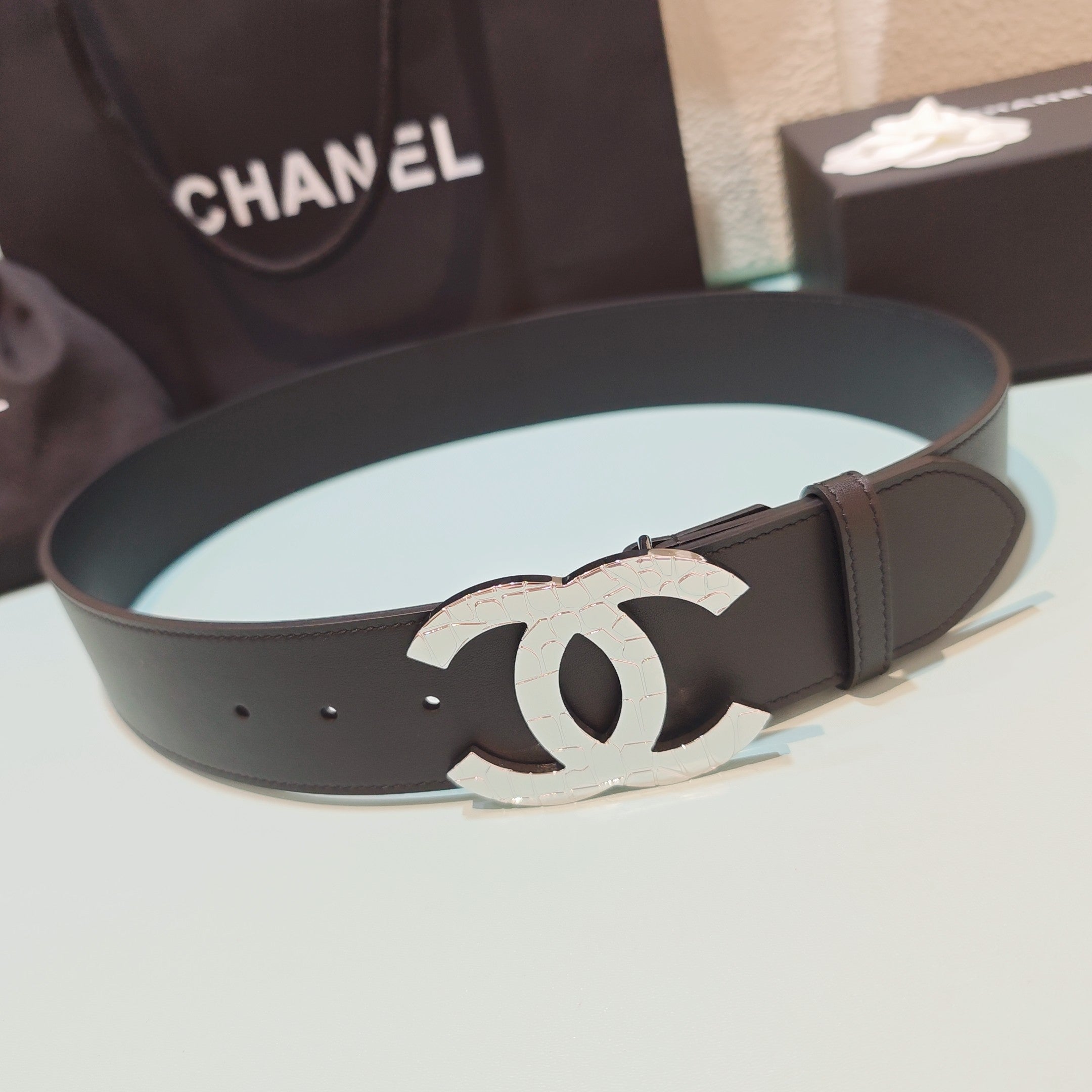 CC Belt 5.0 Brass Hardware Buckle Chocolate Leather 200102