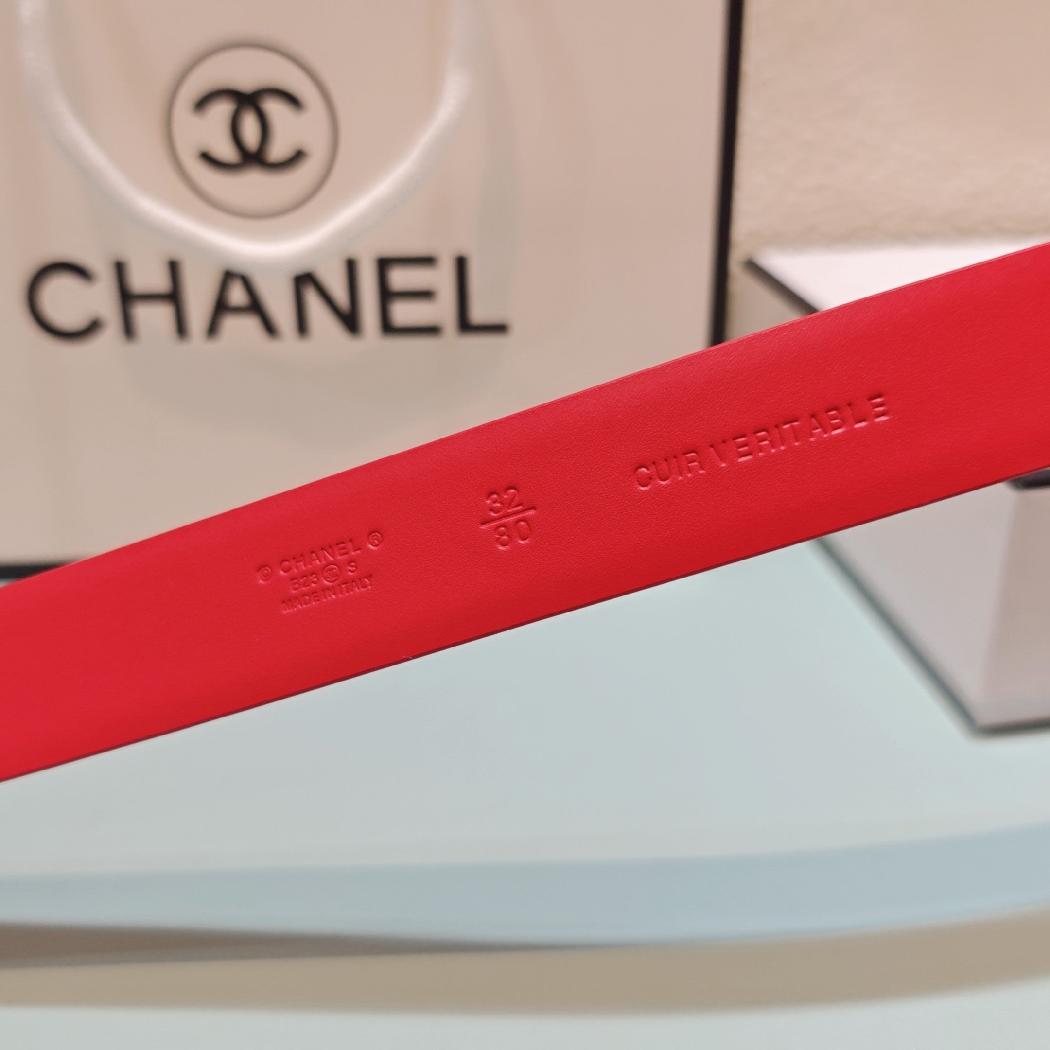 CC Belt 3.0 Scalloped Edge Buckle Red Cowhide 200008